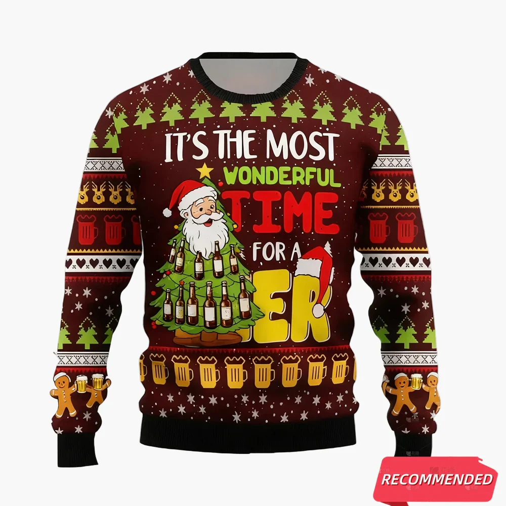 Herren Lustiger Weihnachts-Pullover – Ugly Christmas Sweater mit Bier-Motiv, Perfekt für Weihnachtsfeiern - Image 2