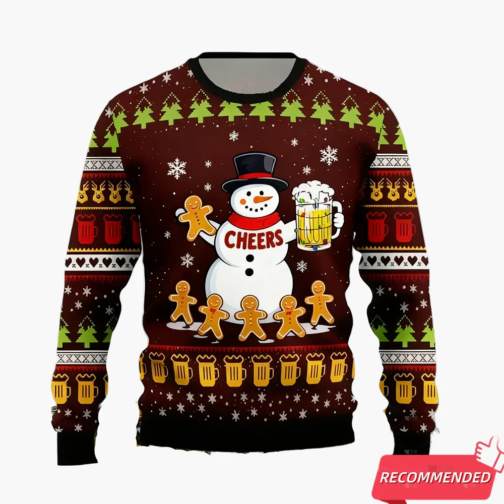 Herren Lustiger Weihnachts-Pullover – Ugly Christmas Sweater mit Bier-Motiv, Perfekt für Weihnachtsfeiern - Image 3