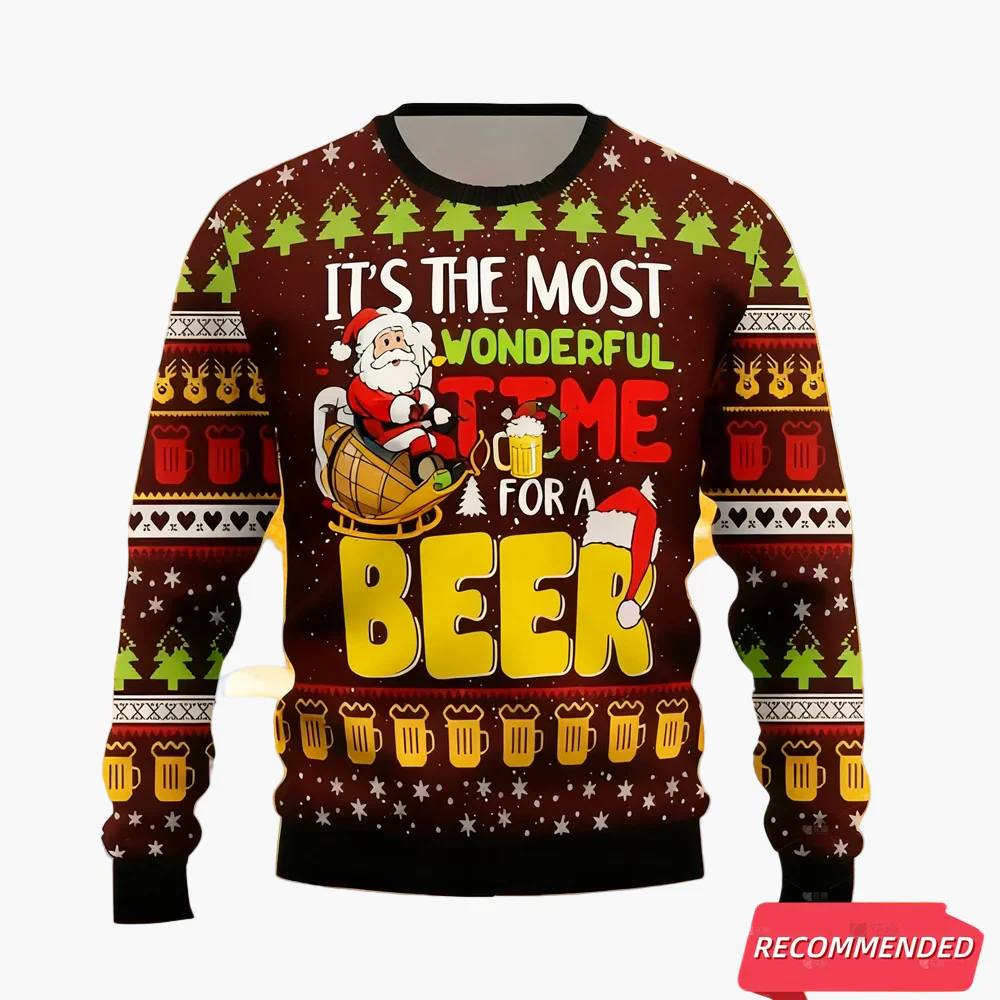 Herren Lustiger Weihnachts-Pullover – Ugly Christmas Sweater mit Bier-Motiv, Perfekt für Weihnachtsfeiern - Image 5
