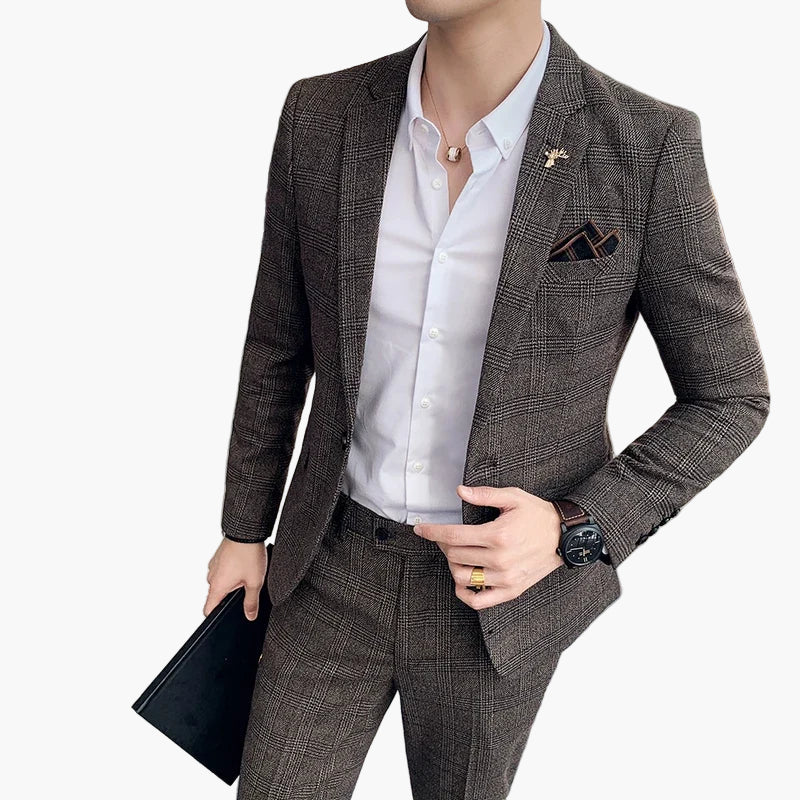Herren Modernes Business Anzug Set – Eleganter Kariert-Look für Büro und besondere Anlässe - Image 3