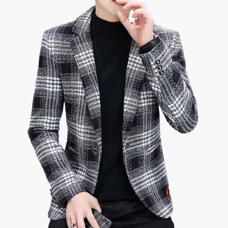 Herren Modernes Kariertes Sakko – Eleganter Business & Freizeit Blazer - Image 3