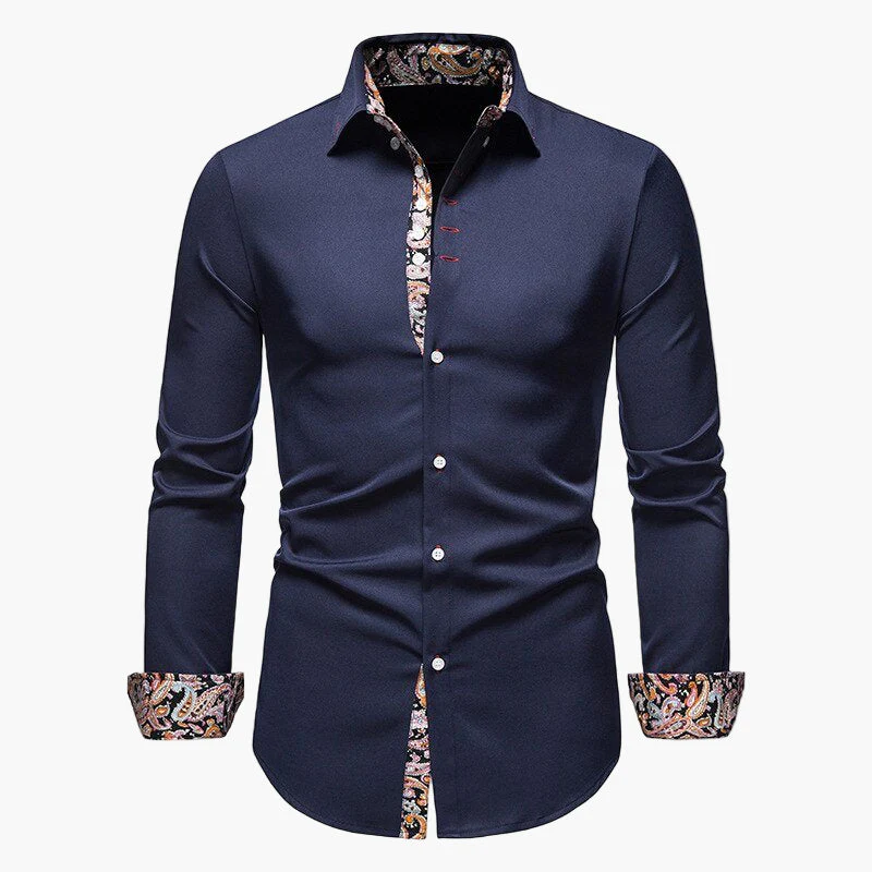 Herren Modernes Langarmhemd mit Paisley-Details – Eleganter Stil für Büro & Freizeit - Image 3