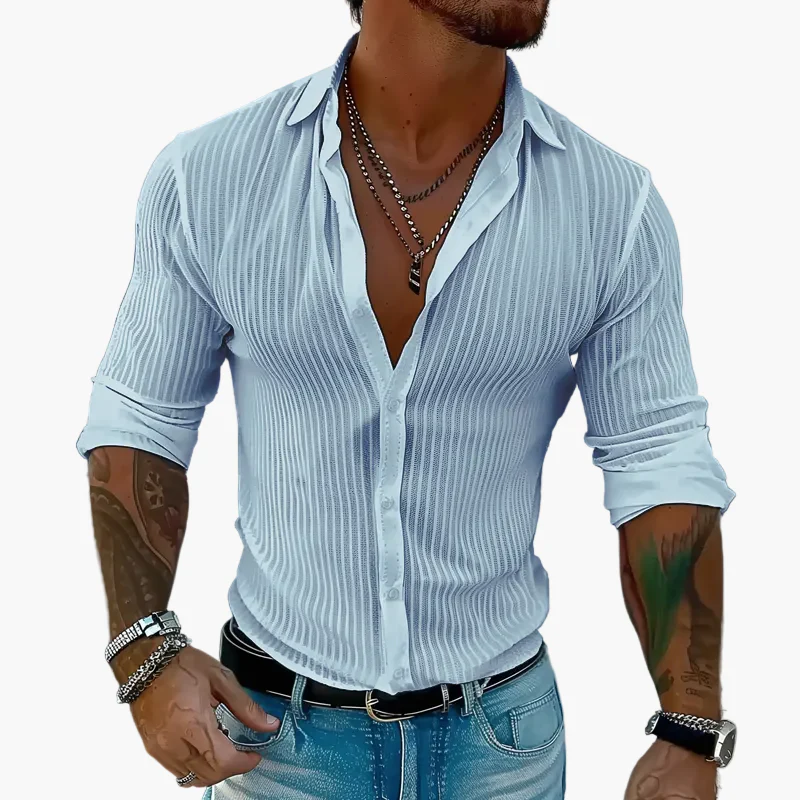 Herren Modernes Langarmhemd Streifen-Design Business & Freizeit - Image 5