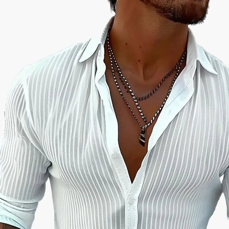 Herren Modernes Langarmhemd Streifen-Design Business & Freizeit - Image 9
