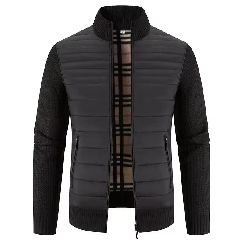 Herren modische Strickjacke im koreanischen Stil – Freizeitjacke mit Fleecefutter, Slim Fit - Image 4