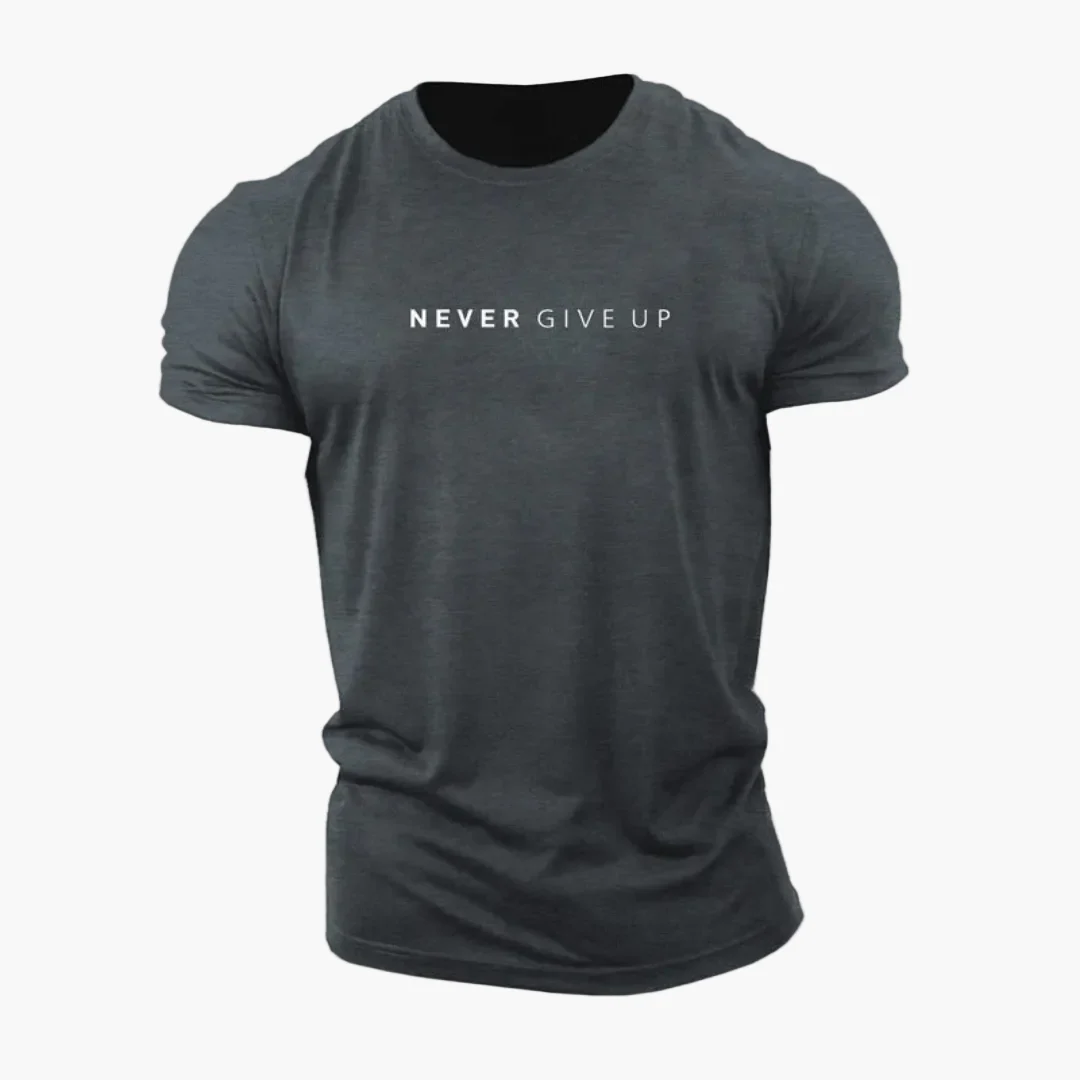Herren Motiv T-Shirt mit Statement-Print "NEVER GIVE UP" – Modernes Freizeit- & Fitnessshirt - Image 5