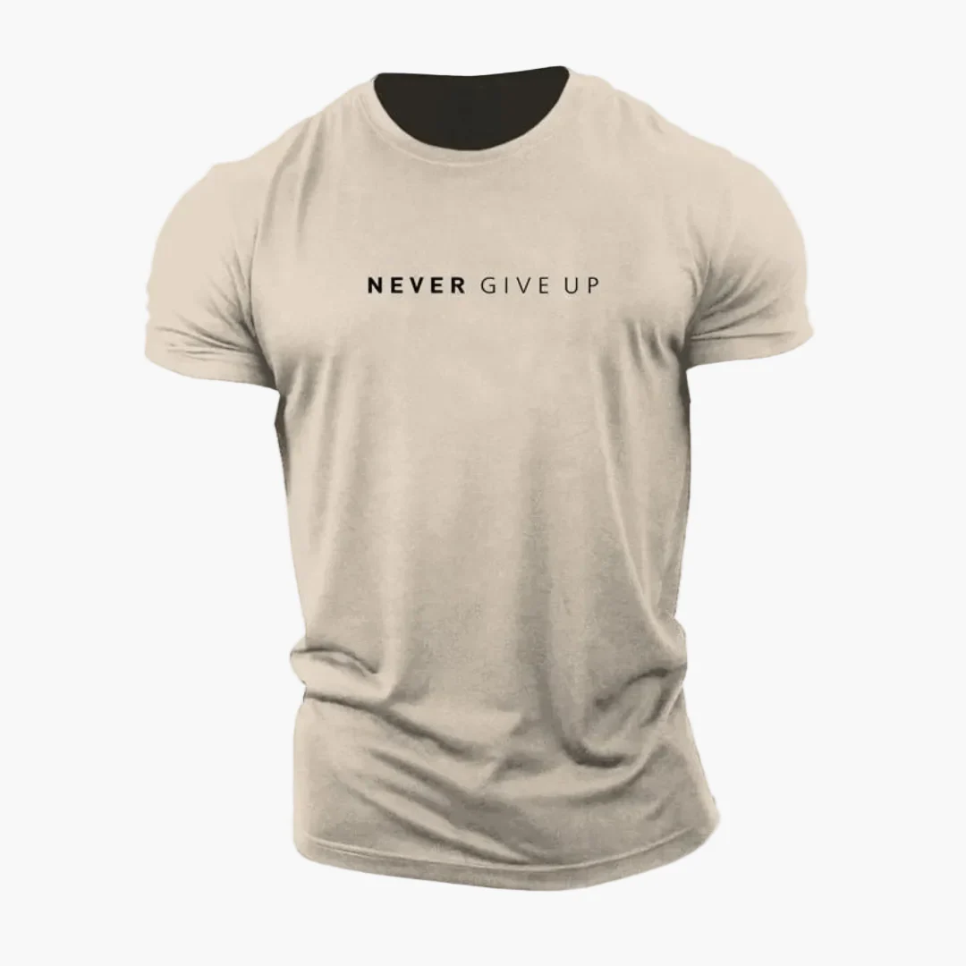 Herren Motiv T-Shirt mit Statement-Print "NEVER GIVE UP" – Modernes Freizeit- & Fitnessshirt - Image 6