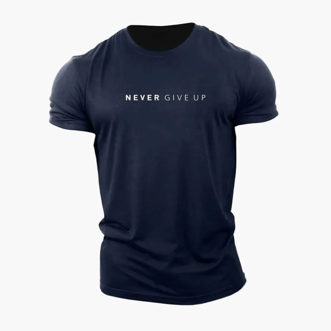 Herren Motiv T-Shirt mit Statement-Print "NEVER GIVE UP" – Modernes Freizeit- & Fitnessshirt - Image 7
