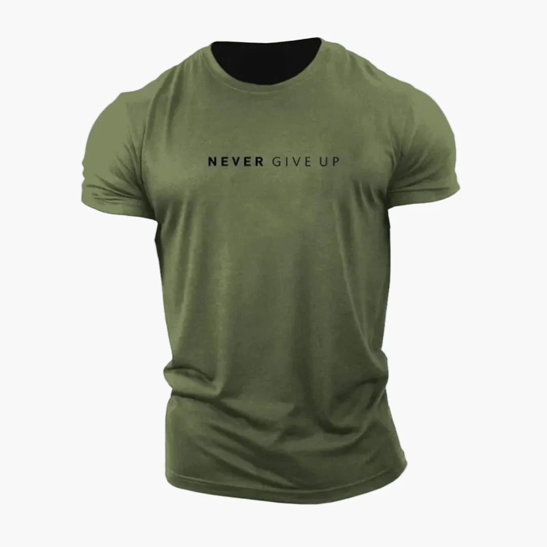 Herren Motiv T-Shirt mit Statement-Print "NEVER GIVE UP" – Modernes Freizeit- & Fitnessshirt - Image 9