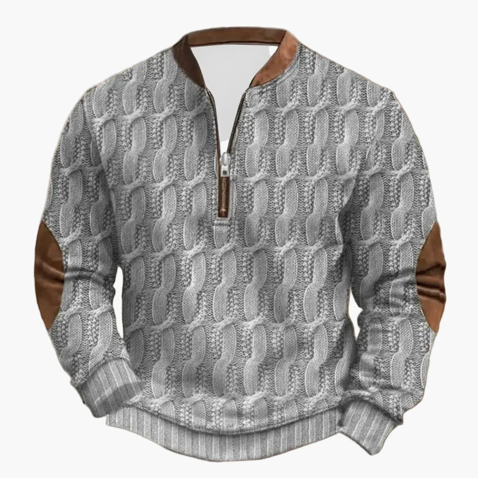 Herren Outdoor Freizeitpullover mit Stehkragen und Reißverschluss – Moderner Strick-Look - Image 2