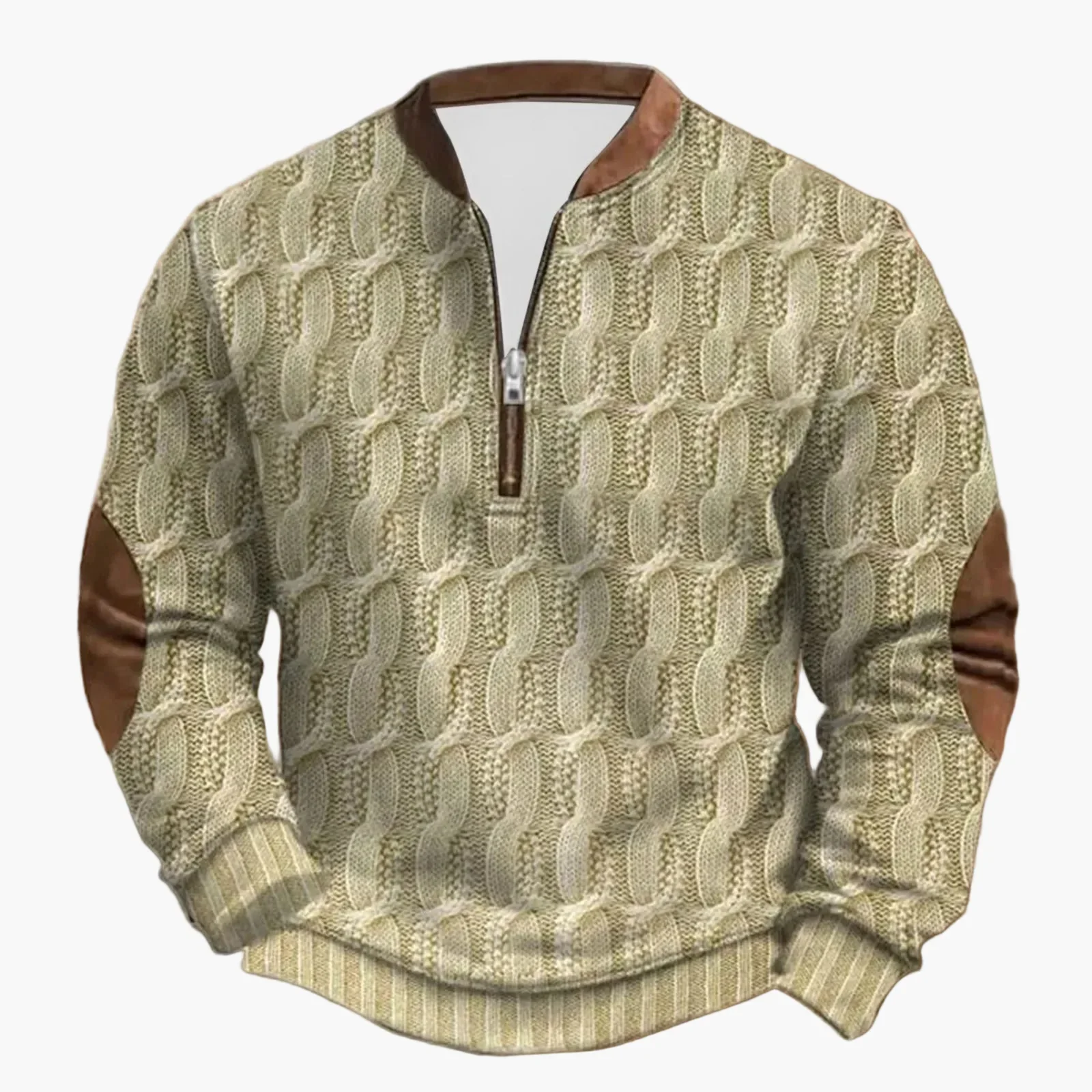 Herren Outdoor Freizeitpullover mit Stehkragen und Reißverschluss – Moderner Strick-Look - Image 3