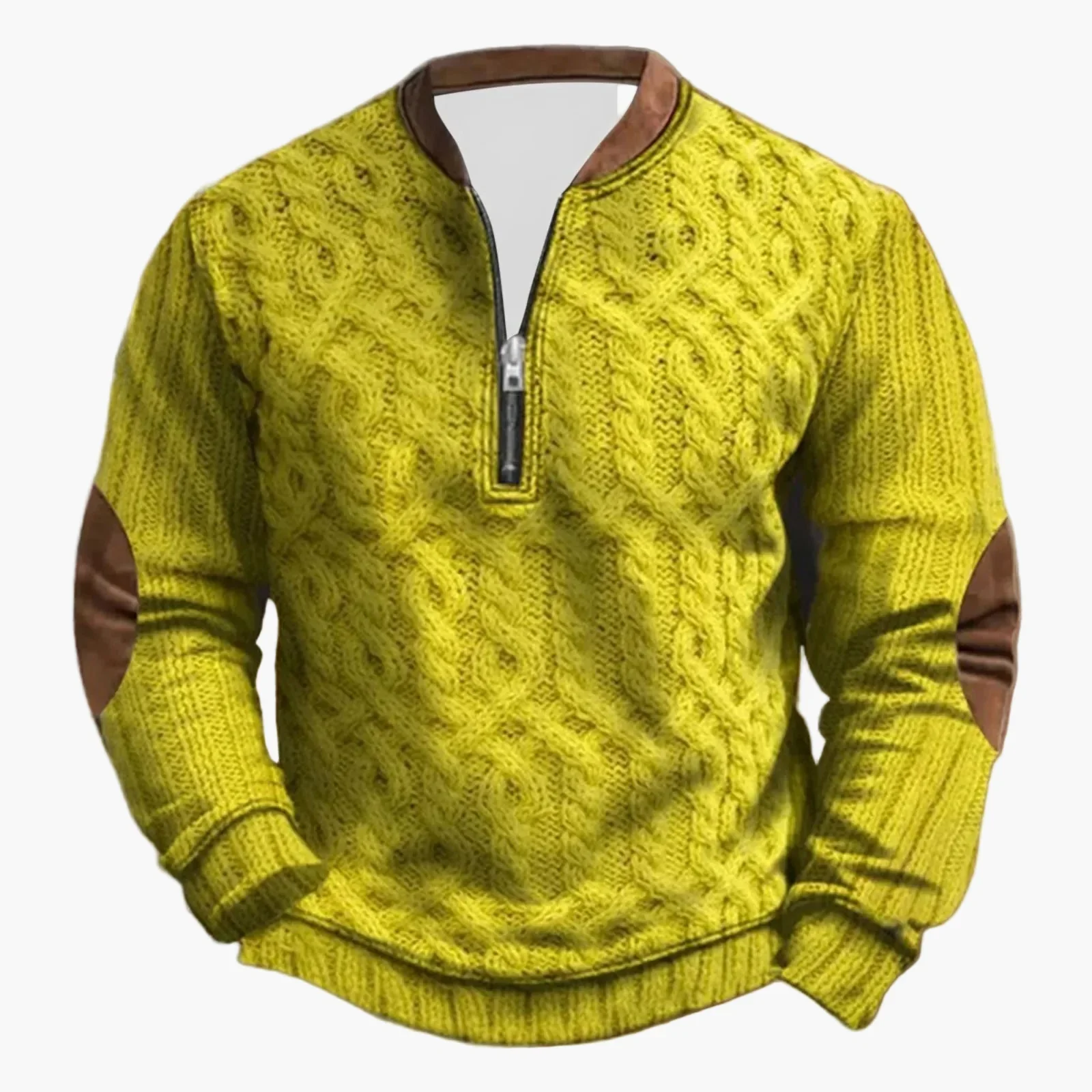 Herren Outdoor Freizeitpullover mit Stehkragen und Reißverschluss – Moderner Strick-Look - Image 4