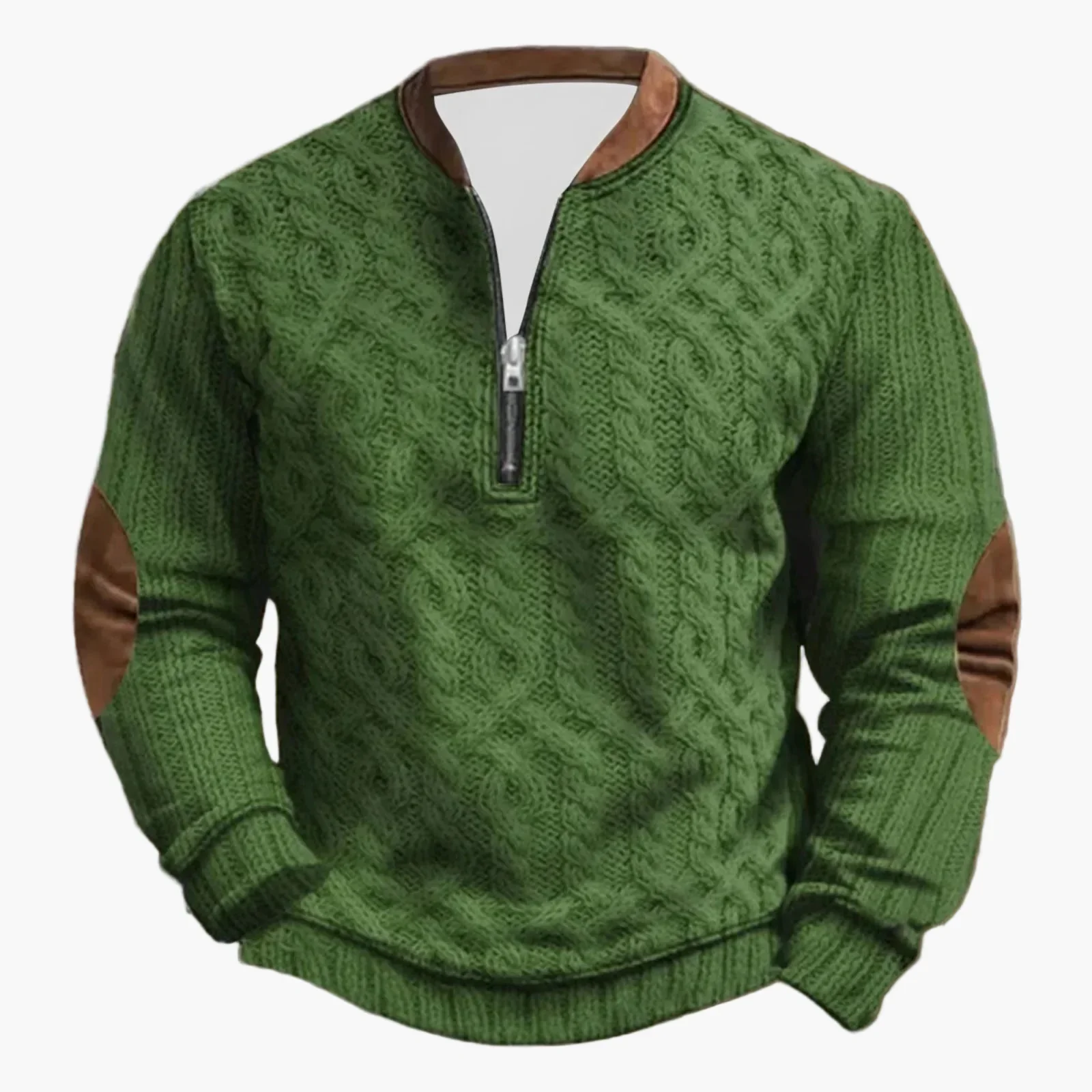 Herren Outdoor Freizeitpullover mit Stehkragen und Reißverschluss – Moderner Strick-Look - Image 5