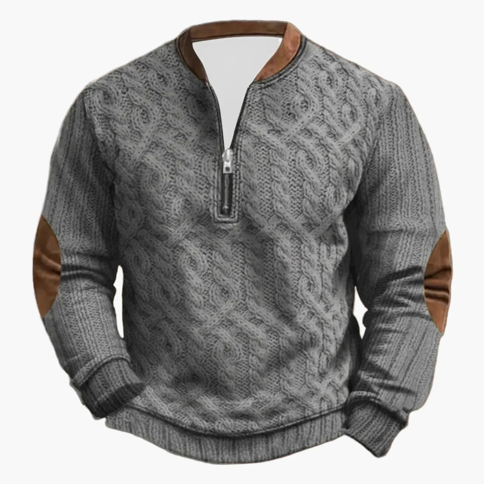 Herren Outdoor Freizeitpullover mit Stehkragen und Reißverschluss – Moderner Strick-Look - Image 6