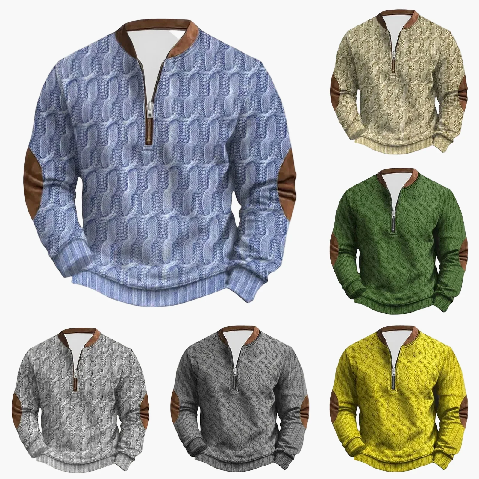Herren Outdoor Freizeitpullover mit Stehkragen und Reißverschluss – Moderner Strick-Look - Image 7