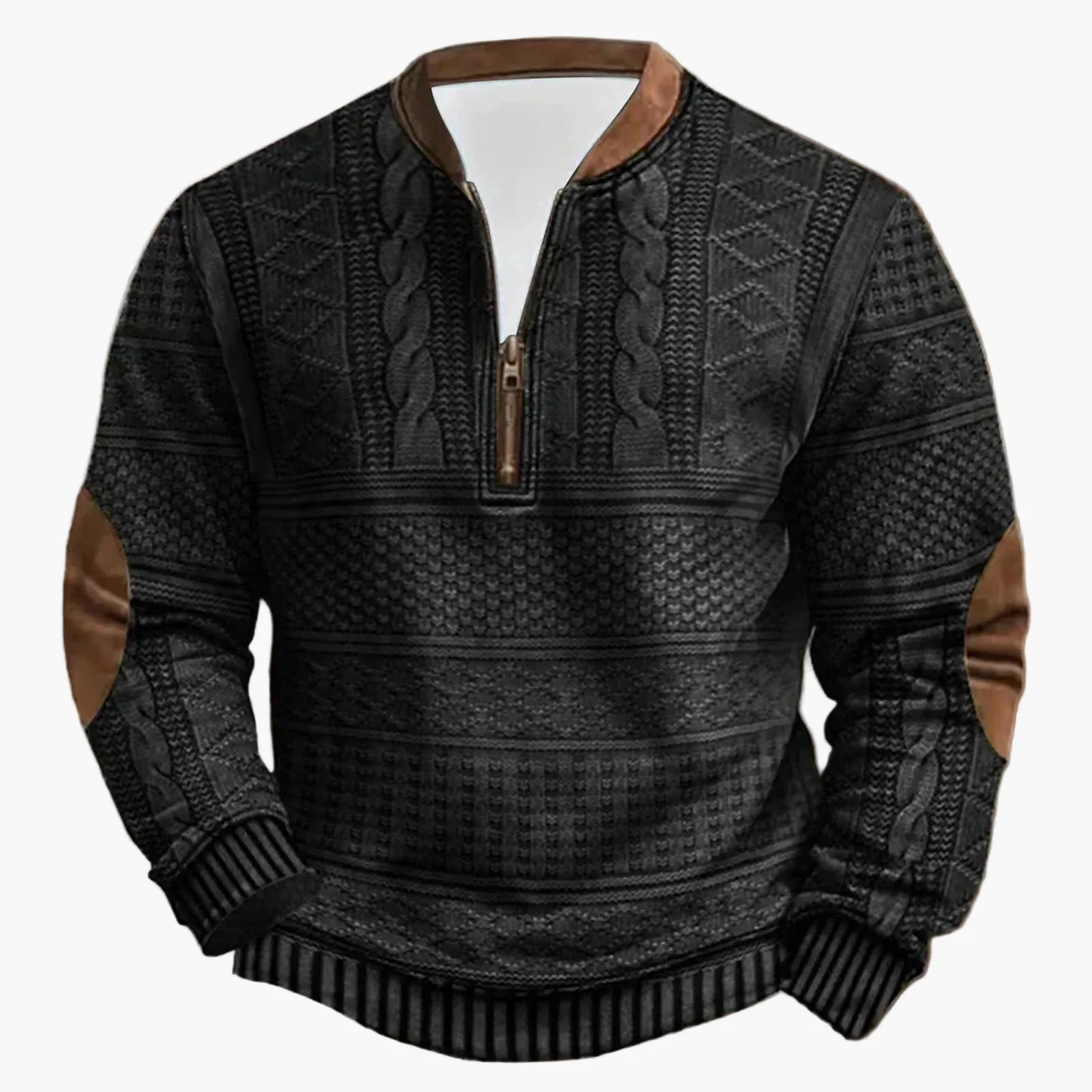 Herren Outdoor Freizeitpullover mit Stehkragen und Zipper – Moderner Strick-Look - Image 2