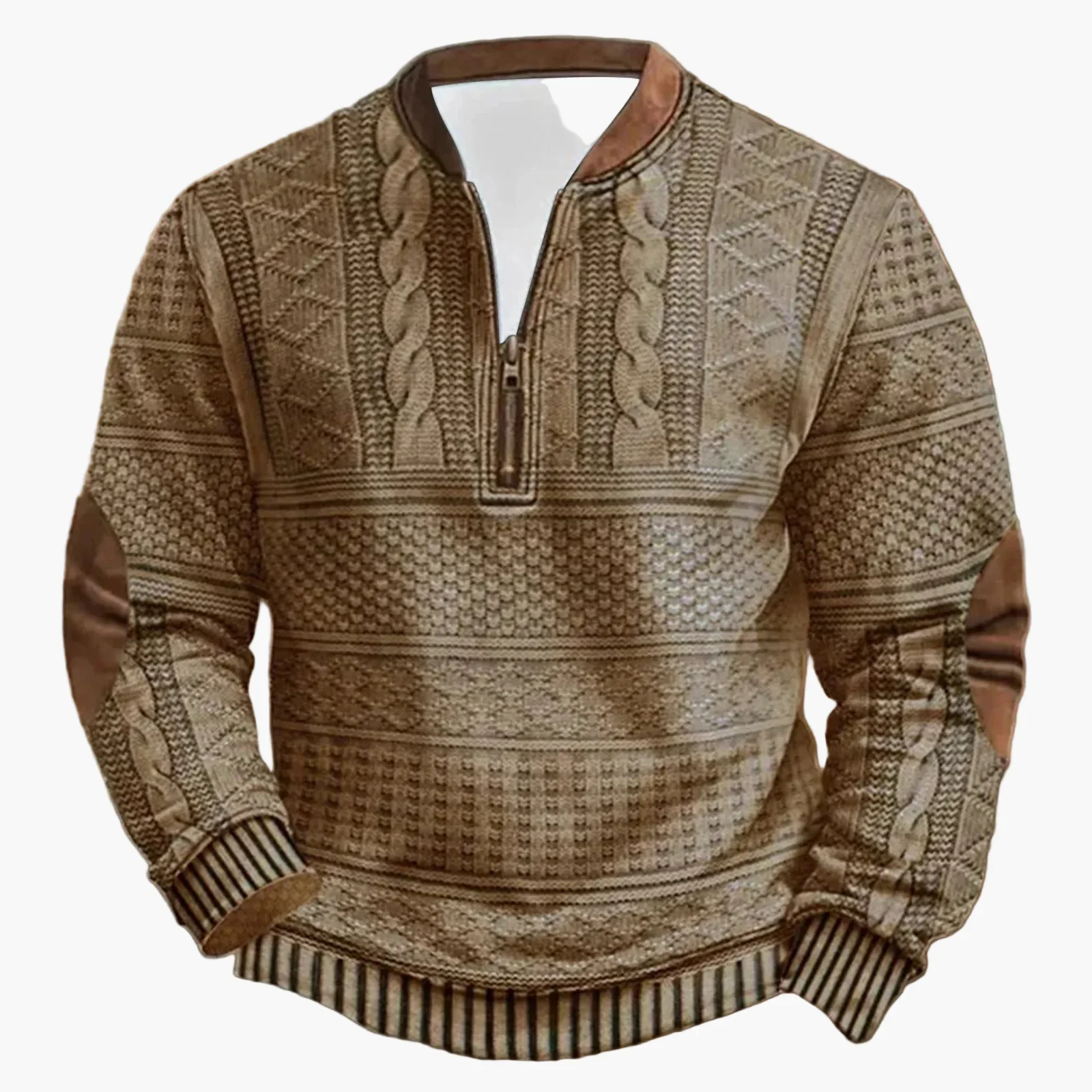 Herren Outdoor Freizeitpullover mit Stehkragen und Zipper – Moderner Strick-Look - Image 4