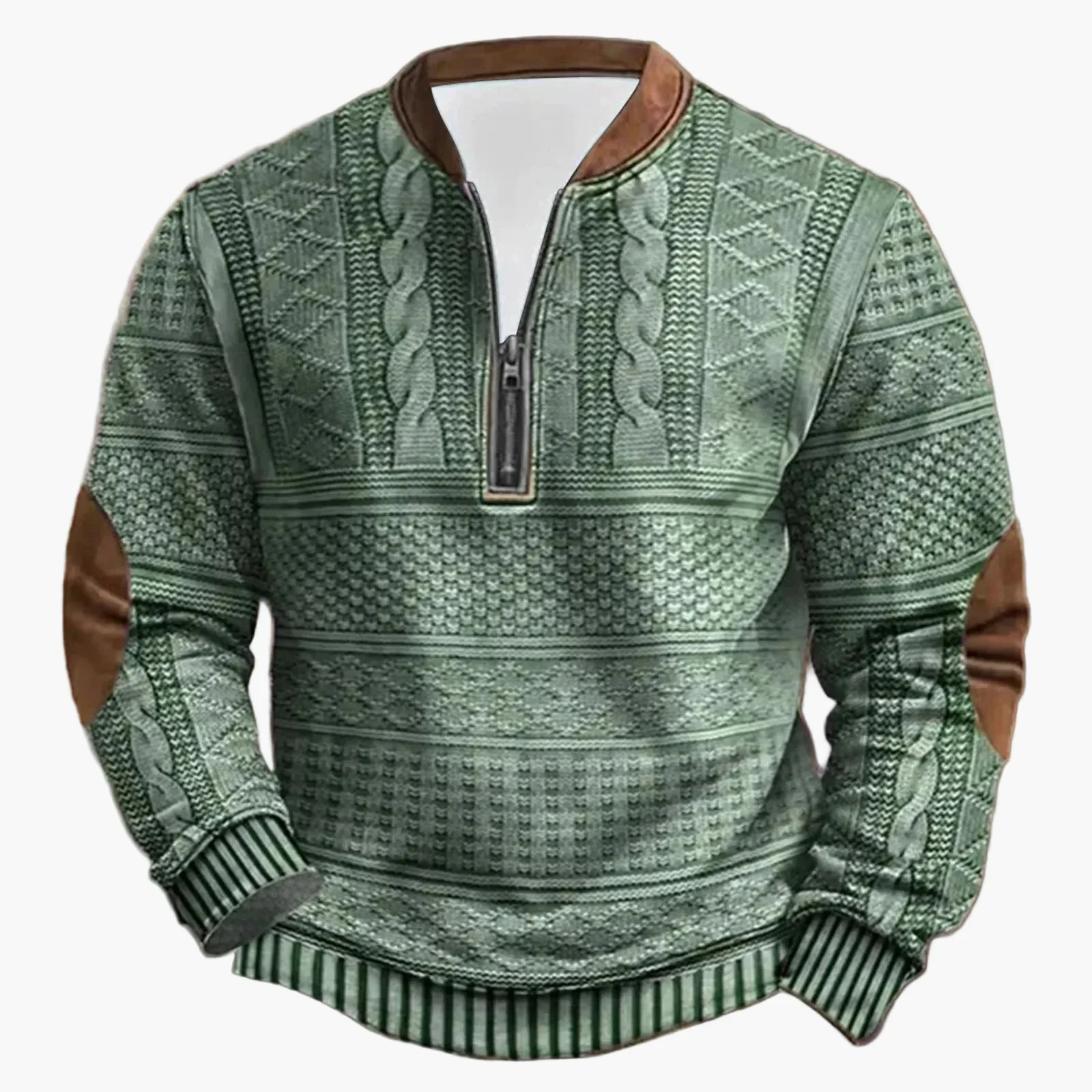 Herren Outdoor Freizeitpullover mit Stehkragen und Zipper – Moderner Strick-Look - Image 5