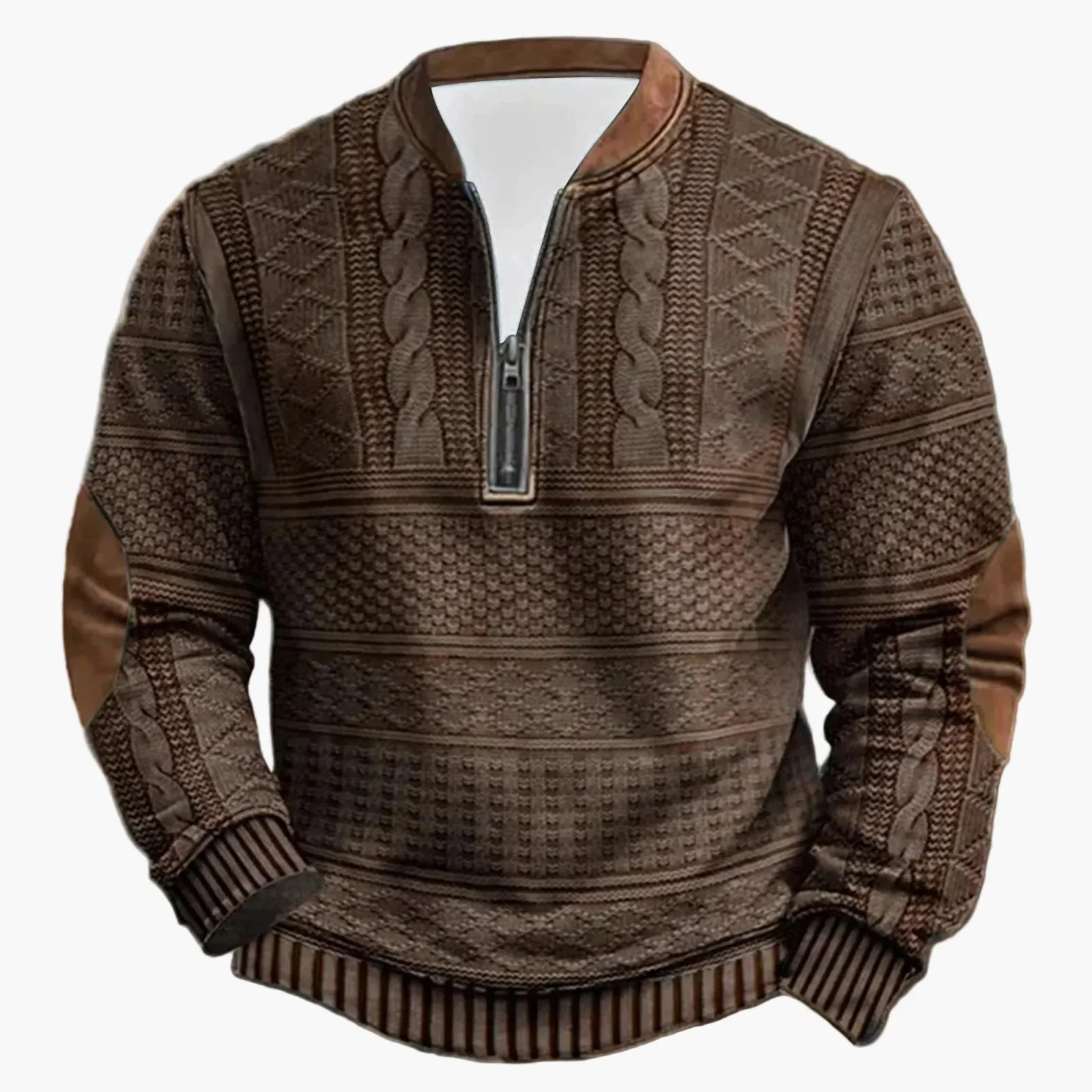 Herren Outdoor Freizeitpullover mit Stehkragen und Zipper – Moderner Strick-Look - Image 6