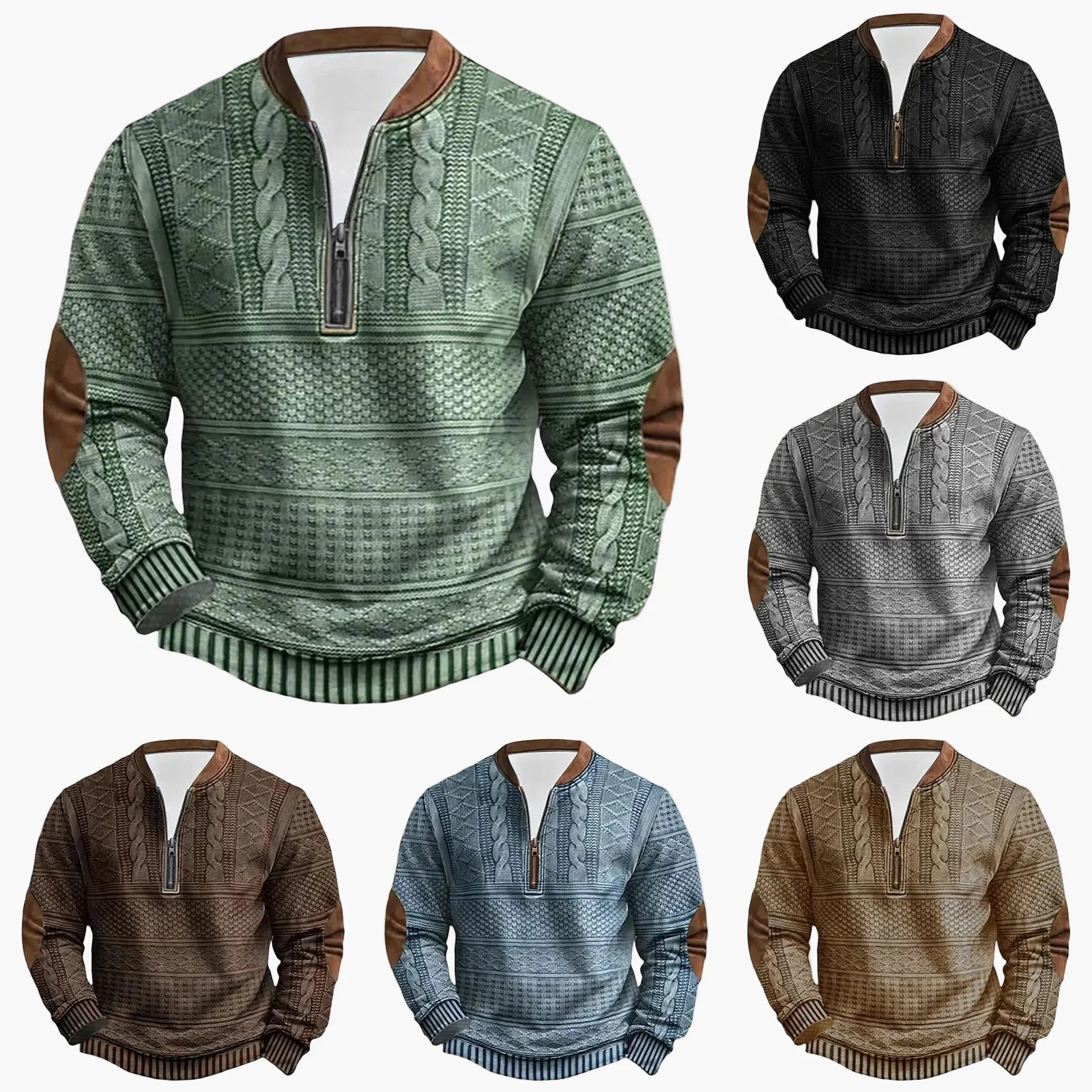 Herren Outdoor Freizeitpullover mit Stehkragen und Zipper – Moderner Strick-Look - Image 7
