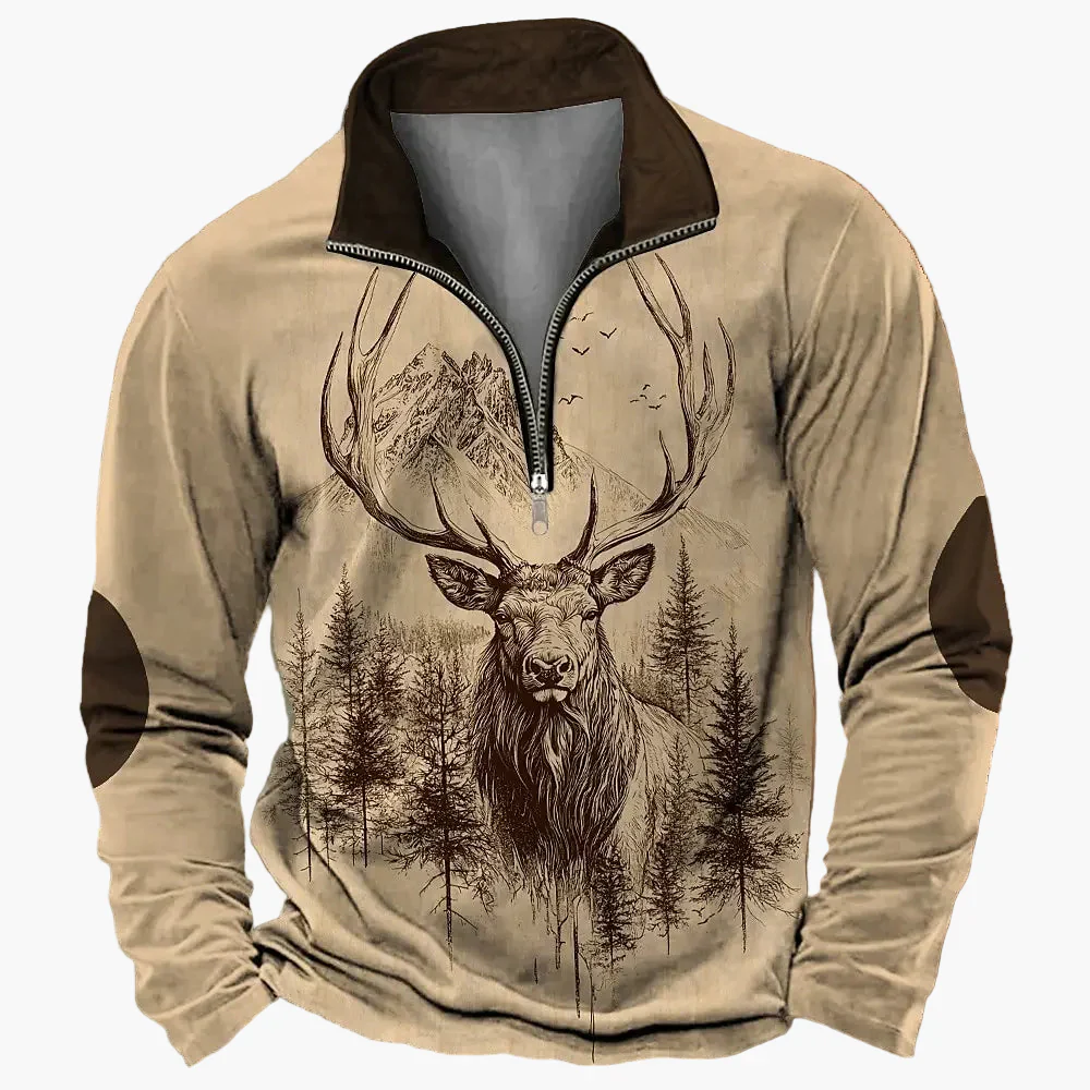 Herren Outdoor Sweatshirt mit Wildtier-Print und Stehkragen – Freizeit & Jagd - Image 12