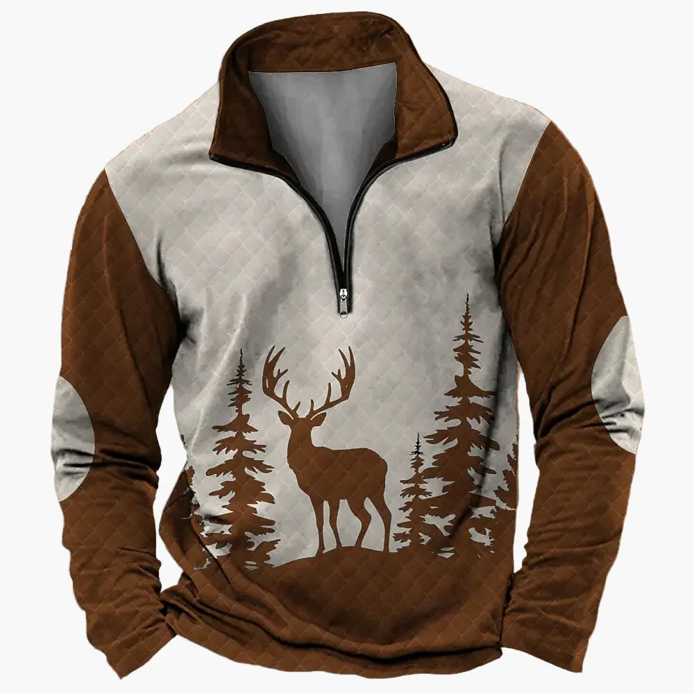 Herren Outdoor Sweatshirt mit Wildtier-Print und Stehkragen – Freizeit & Jagd - Image 13
