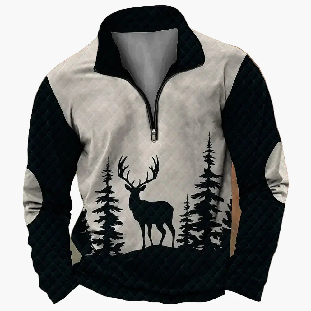 Herren Outdoor Sweatshirt mit Wildtier-Print und Stehkragen – Freizeit & Jagd - Image 14