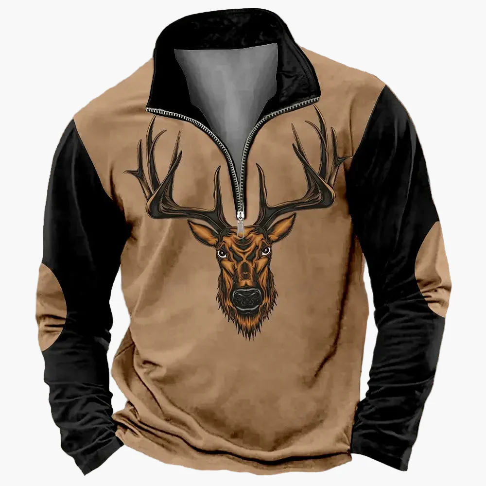 Herren Outdoor Sweatshirt mit Wildtier-Print und Stehkragen – Freizeit & Jagd - Image 15