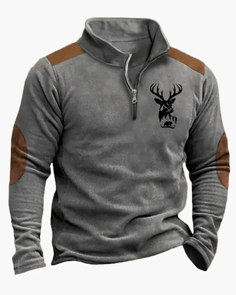 Herren Outdoor Sweatshirt mit Wildtier-Print und Stehkragen – Freizeit & Jagd - Image 3