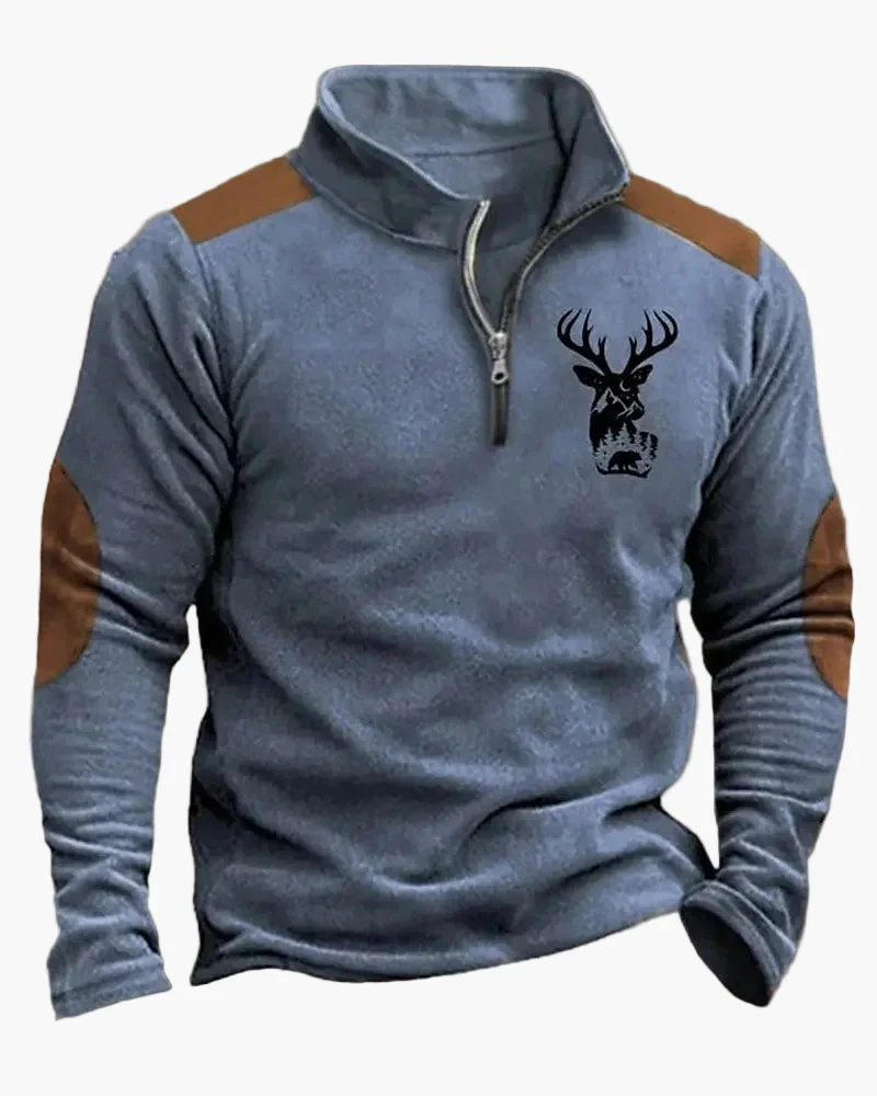 Herren Outdoor Sweatshirt mit Wildtier-Print und Stehkragen – Freizeit & Jagd - Image 4