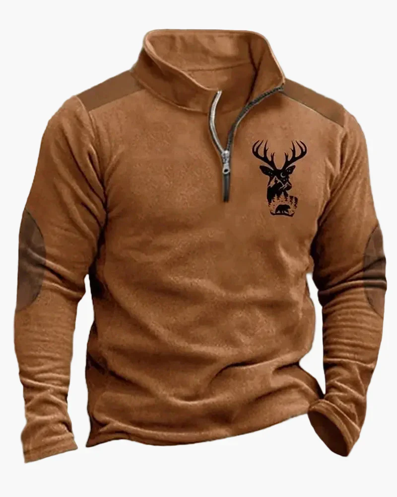 Herren Outdoor Sweatshirt mit Wildtier-Print und Stehkragen – Freizeit & Jagd - Image 6
