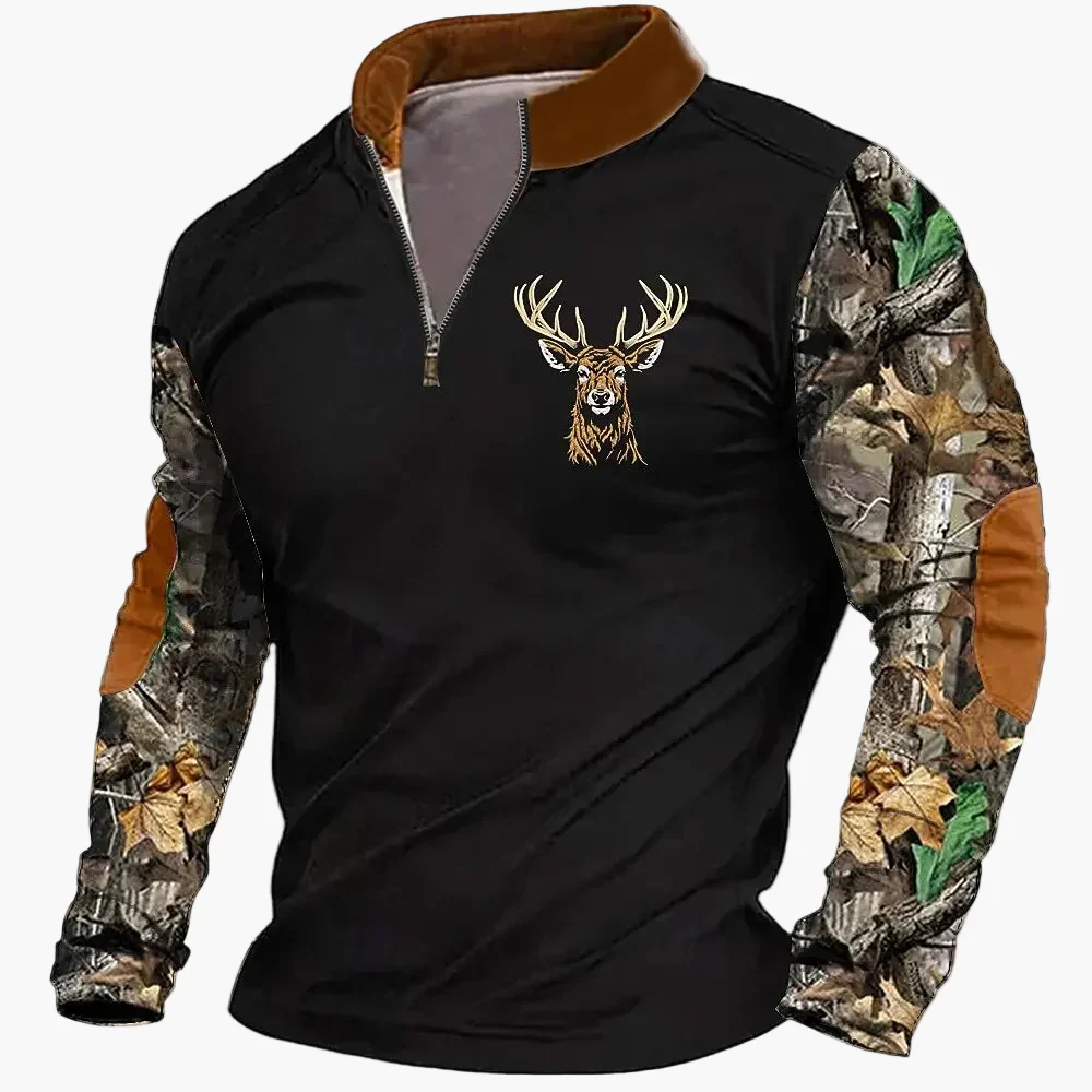 Herren Outdoor Sweatshirt mit Wildtier-Print und Stehkragen – Freizeit & Jagd - Image 7
