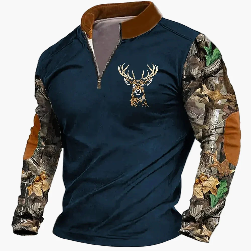 Herren Outdoor Sweatshirt mit Wildtier-Print und Stehkragen – Freizeit & Jagd - Image 8