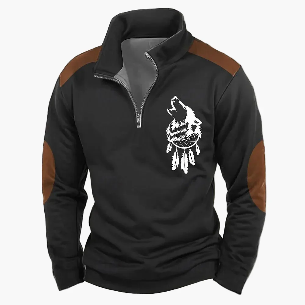 Herren Outdoor Sweatshirt mit Wildtier-Print und Stehkragen – Freizeit & Jagd - Image 9