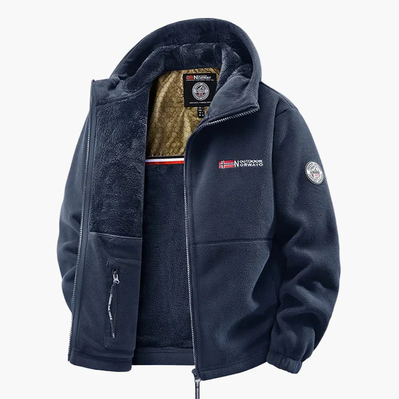 Herren Outdoor Thermofleece Jacke mit Kapuze – Winter Warm Freizeit & Sport