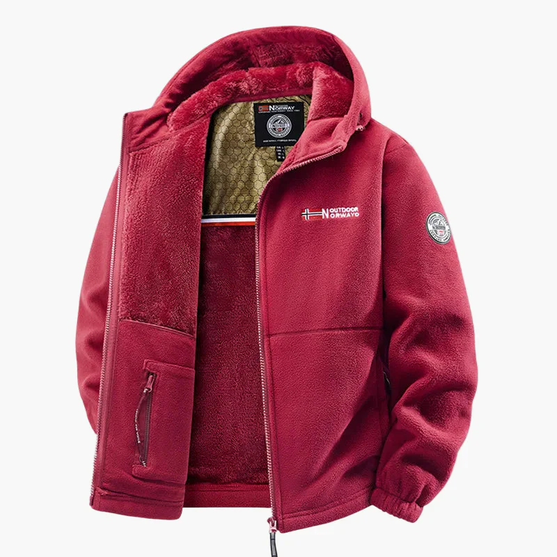 Herren Outdoor Thermofleece Jacke mit Kapuze – Winter Warm Freizeit & Sport - Image 3