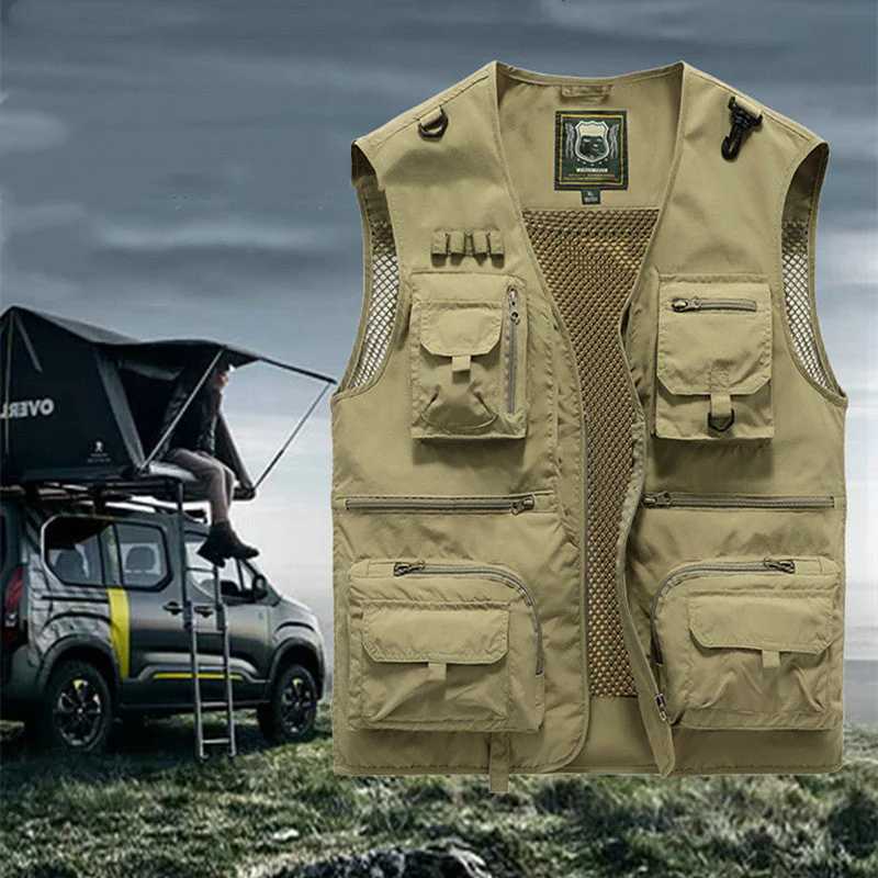 Herren Outdoor Weste mit vielen Taschen – Atmungsaktive Utility-Weste für Camping, Angeln, Wandern & Abenteuer