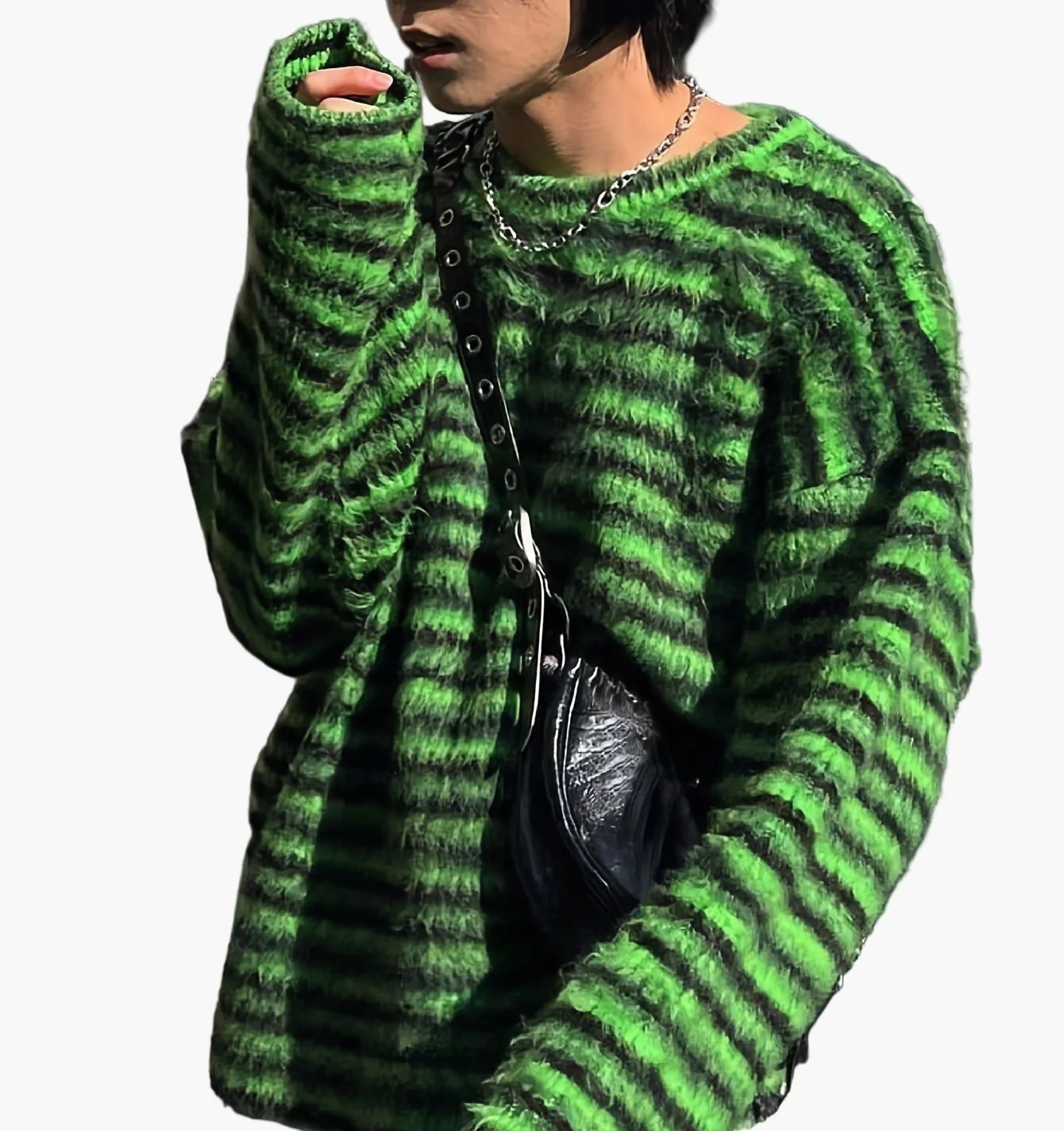 Herren Oversize Streetwear Strickpullover mit Streifenmuster – Perfekt für Herbst & Winter - Image 3