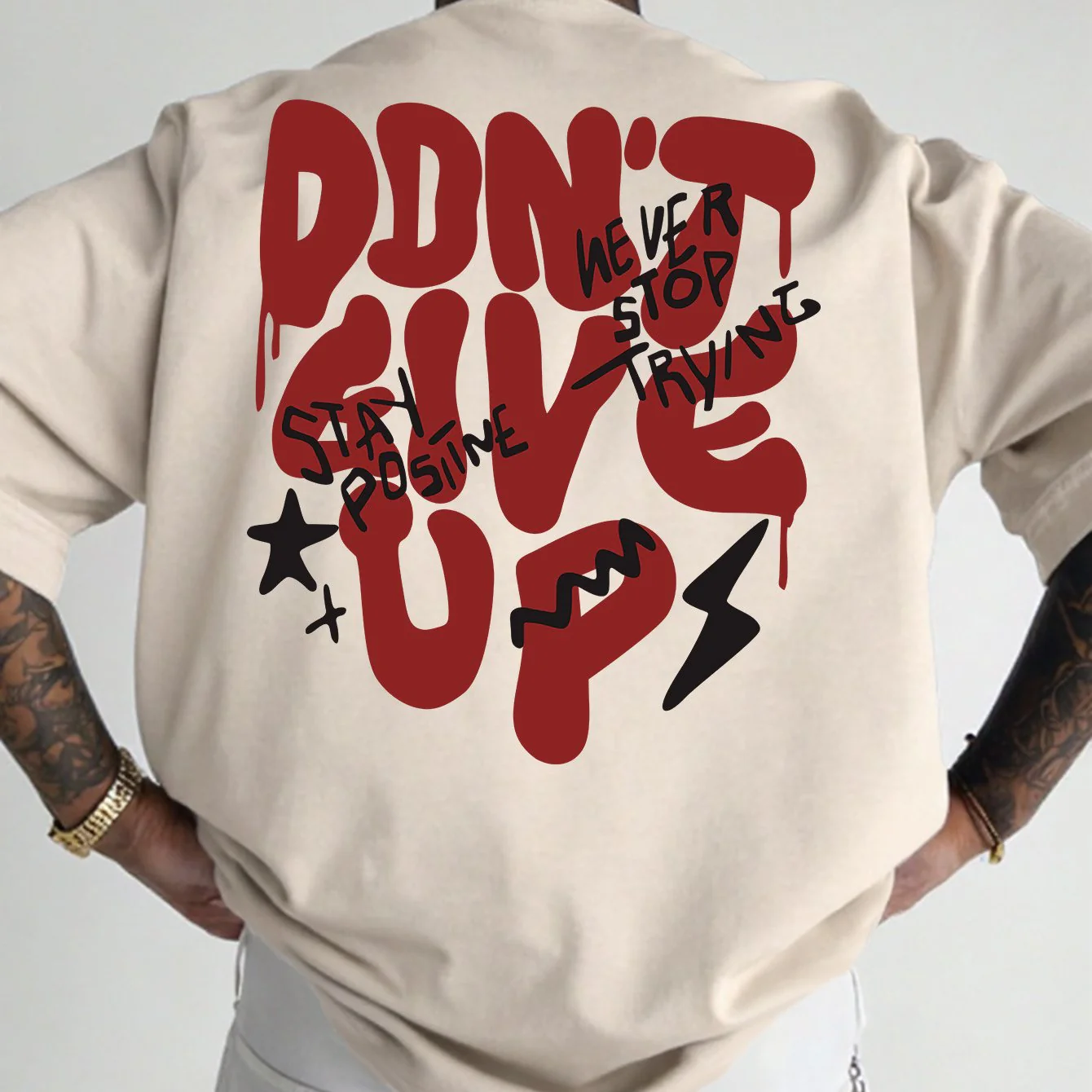 Herren Oversize Streetwear T-Shirt mit Motivdruck – Casual Style, Inspiration & Motivation - Image 6