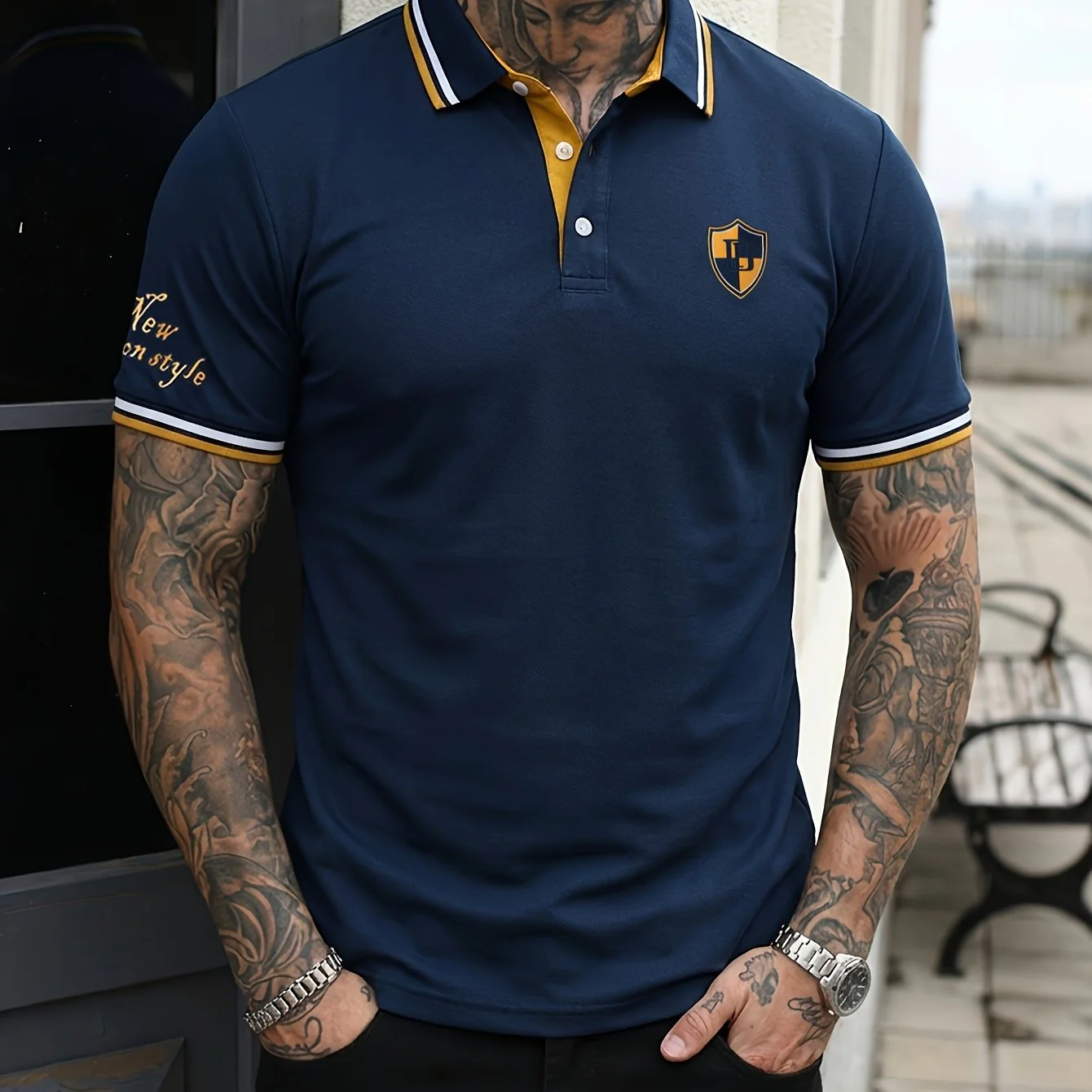 Herren Polo-Shirt Casual Stil mit Kontrastkragen – Kurzarm, Sommer, Freizeit - Image 16