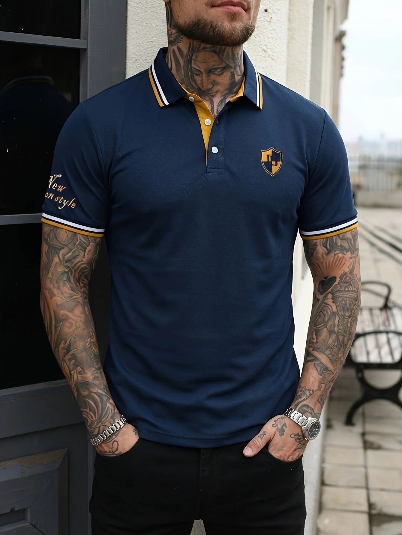 Herren Polo-Shirt Casual Stil mit Kontrastkragen – Kurzarm, Sommer, Freizeit - Image 6