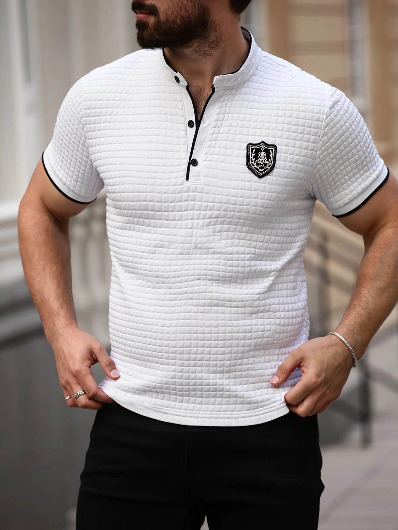 Herren Polo Shirt Modern Casual mit Stehkragen und Knopfleiste – Stilvolles Freizeitshirt - Image 2