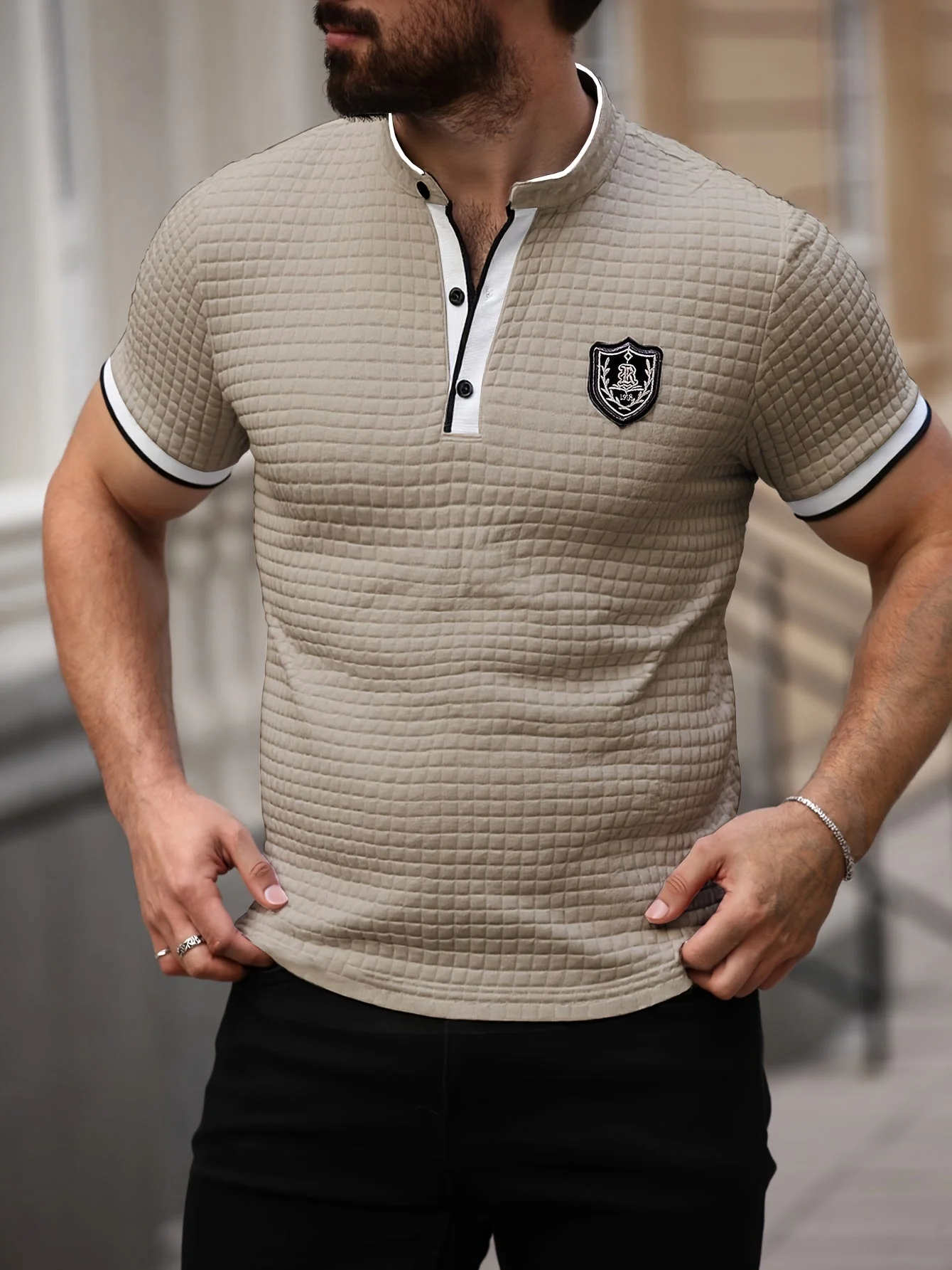 Herren Polo Shirt Modern Casual mit Stehkragen und Knopfleiste – Stilvolles Freizeitshirt - Image 3