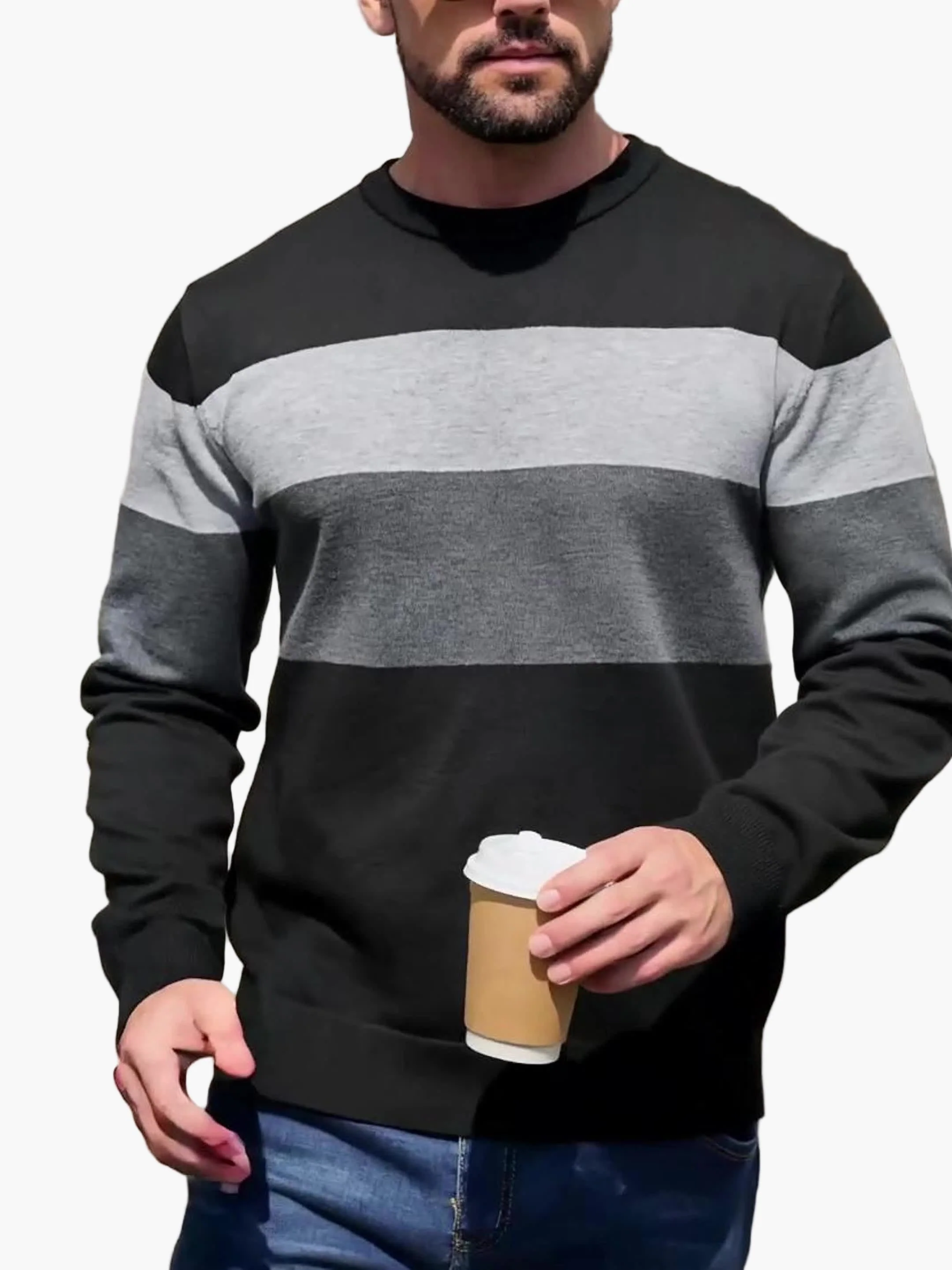 Herren Pullover mit Blockstreifen und Rundhalsausschnitt – Moderner Casual-Look für Herbst und Winter - Image 4