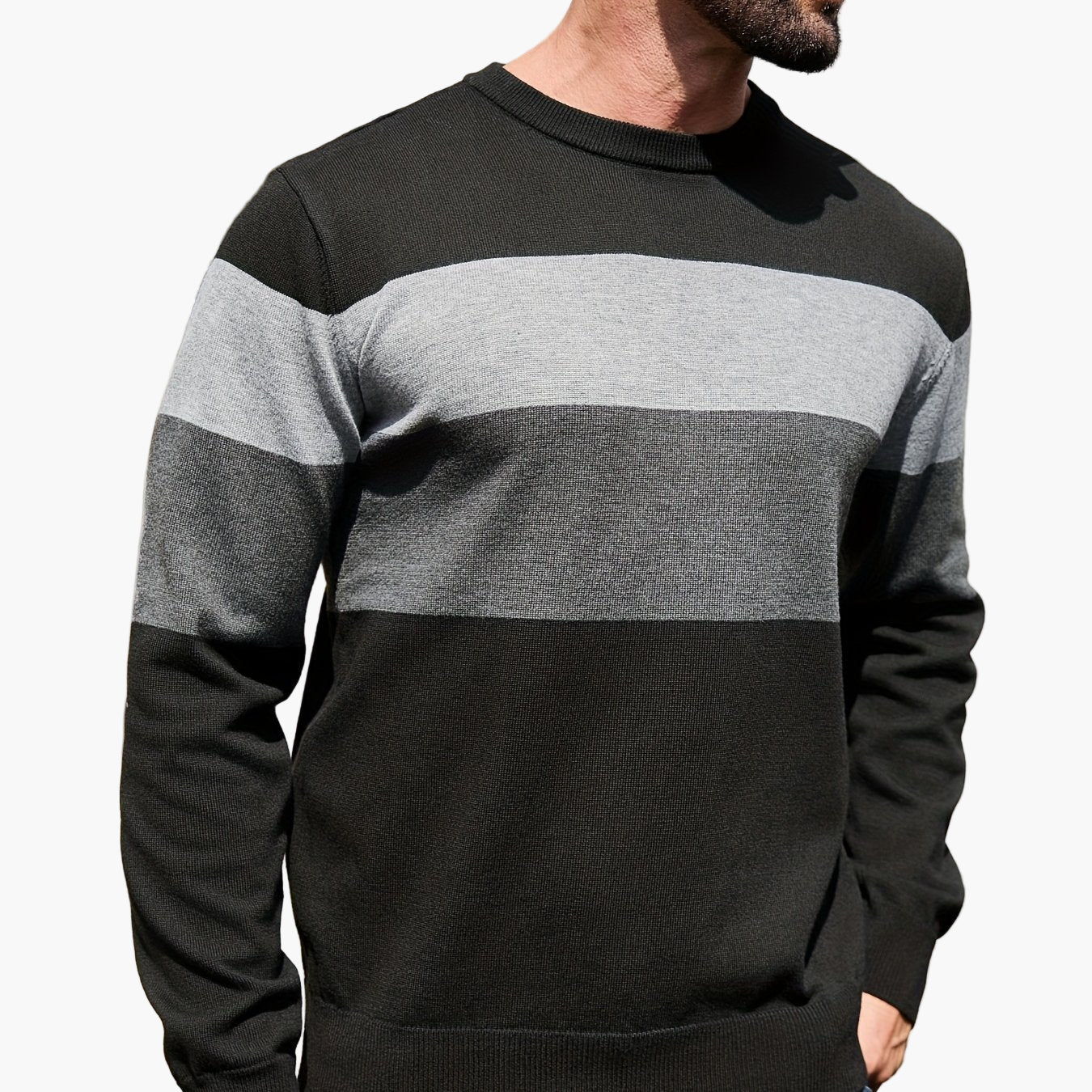 Herren Pullover mit Blockstreifen und Rundhalsausschnitt – Moderner Casual-Look für Herbst und Winter - Image 5