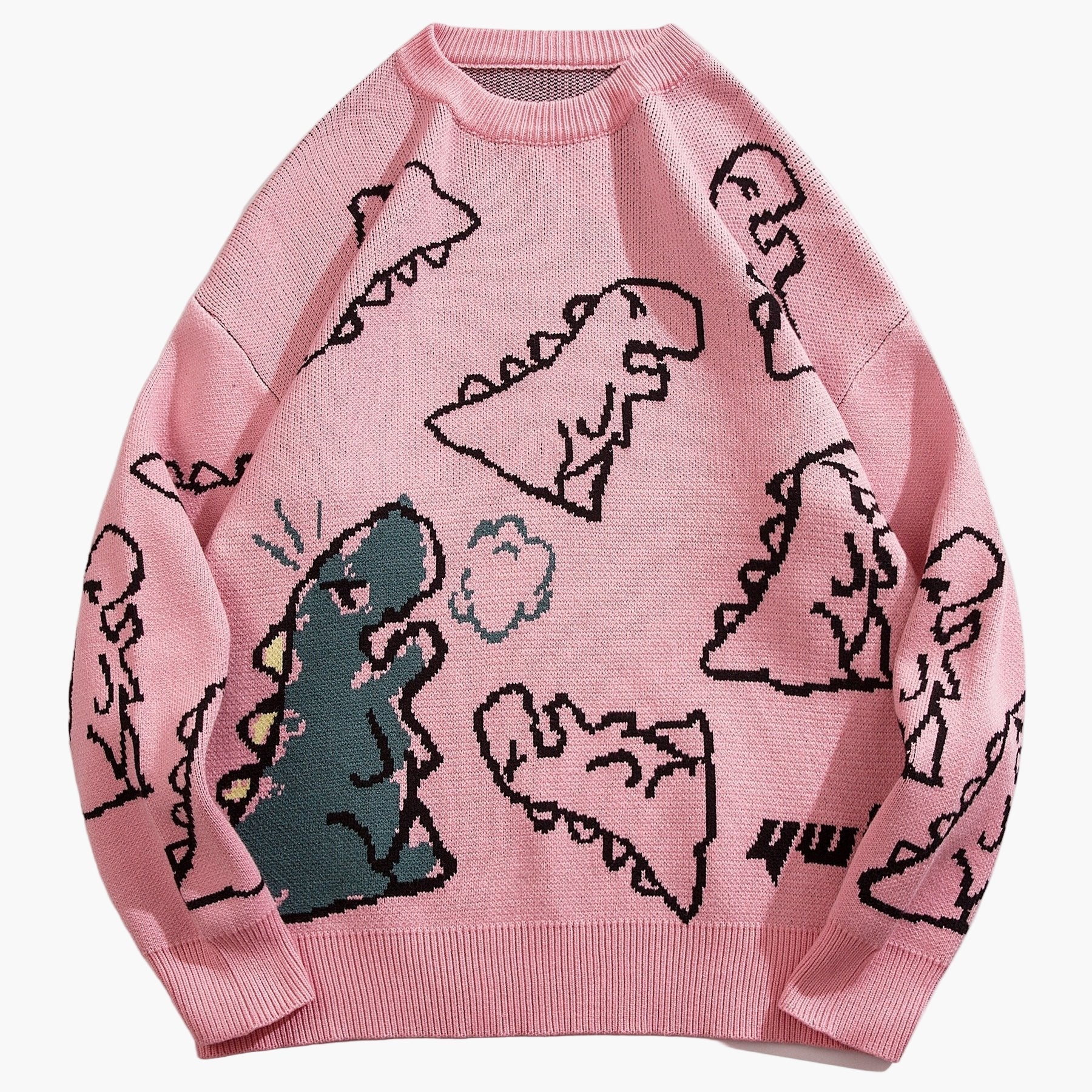 Herren Pullover mit Cartoon-Dinosaurier-Muster, lässig, oversized, ideal für Herbst/Winter - Image 13