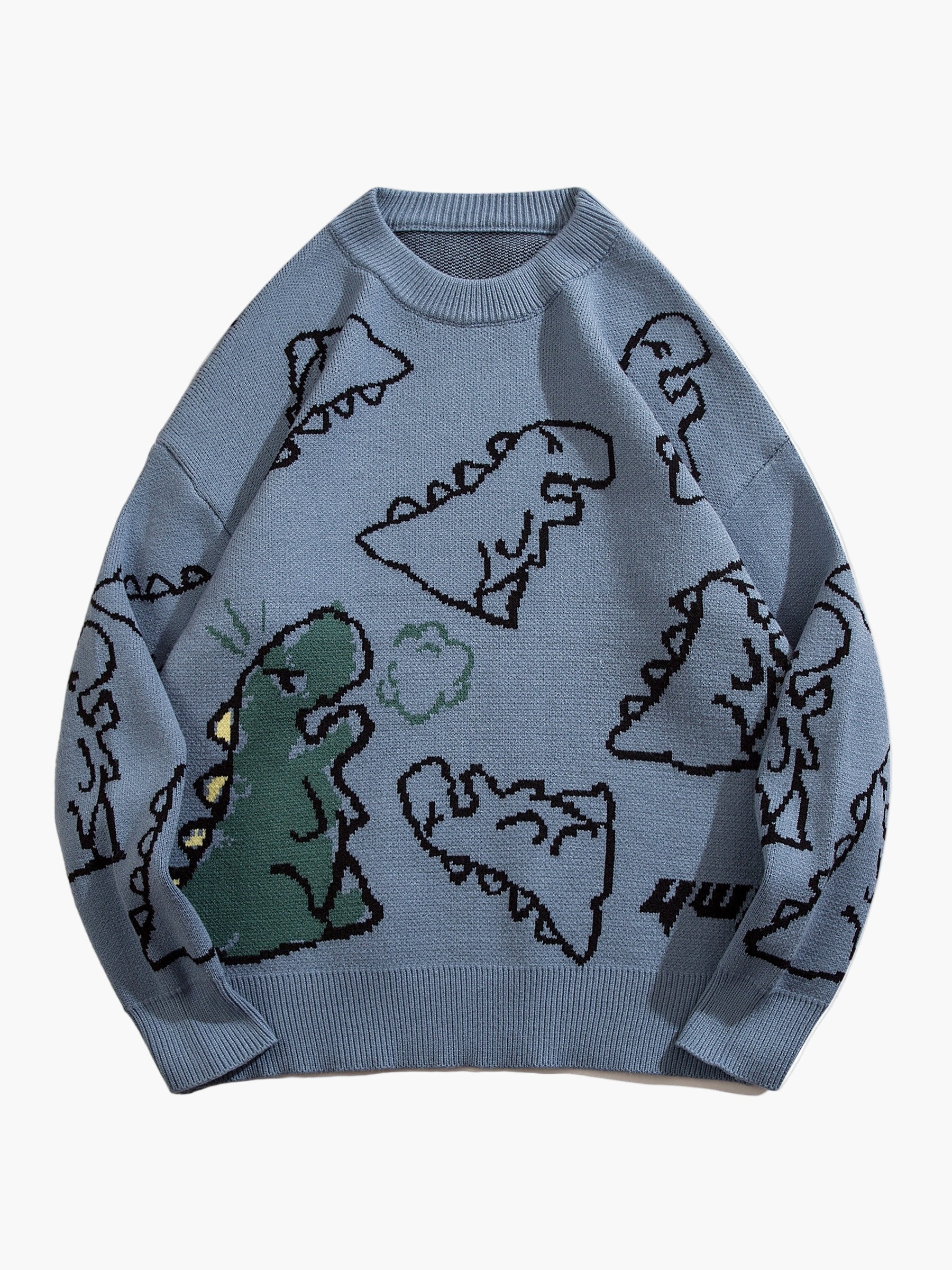 Herren Pullover mit Cartoon-Dinosaurier-Muster, lässig, oversized, ideal für Herbst/Winter - Image 2