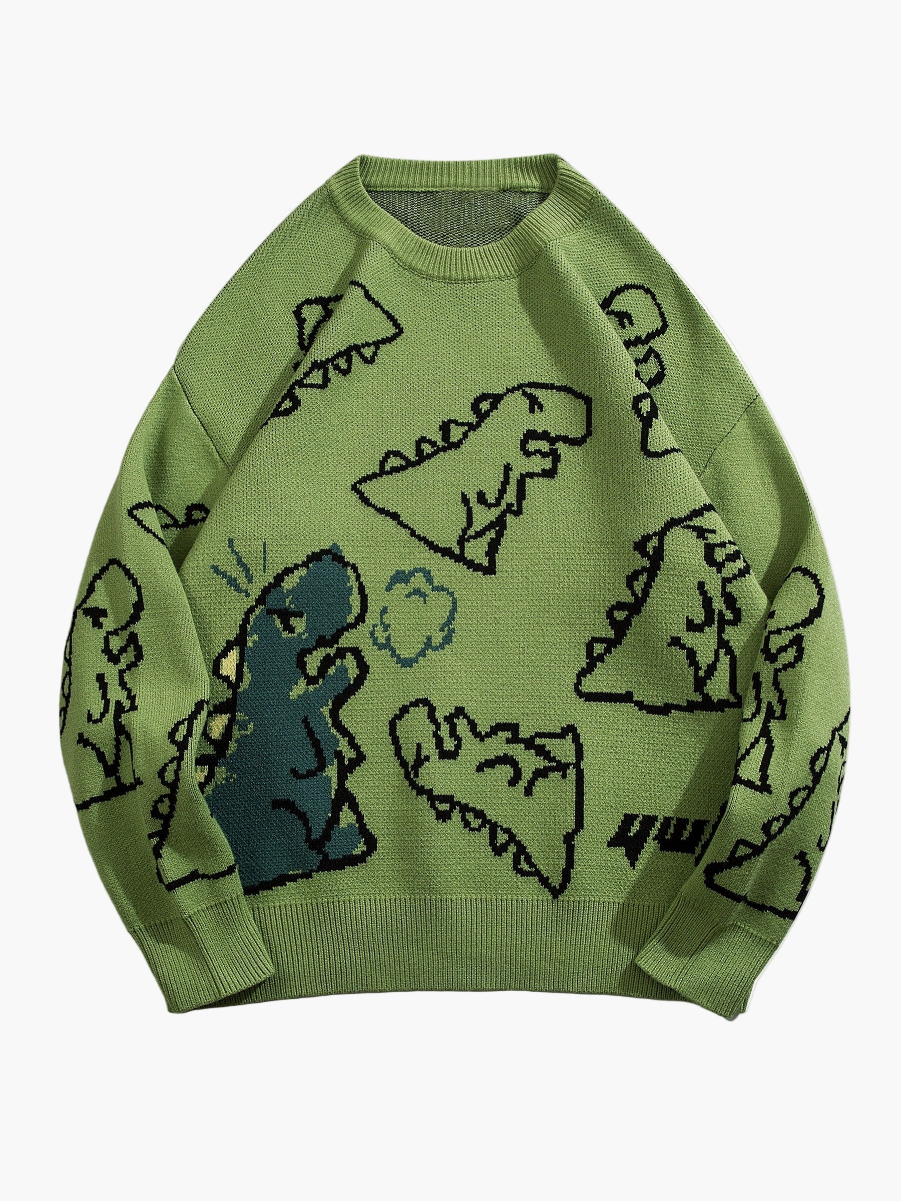 Herren Pullover mit Cartoon-Dinosaurier-Muster, lässig, oversized, ideal für Herbst/Winter - Image 7