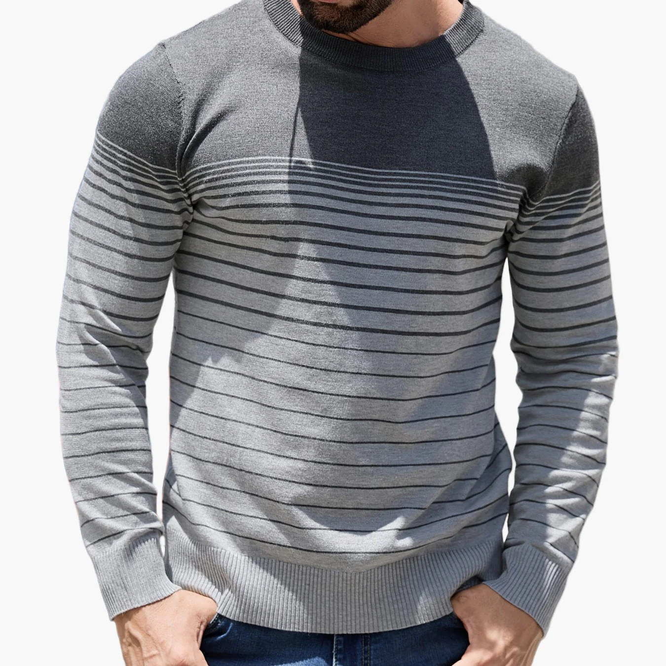 Herren Pullover Casual Streifenmuster Langarm – Stilvoll für Alltag und Freizeit - Image 11