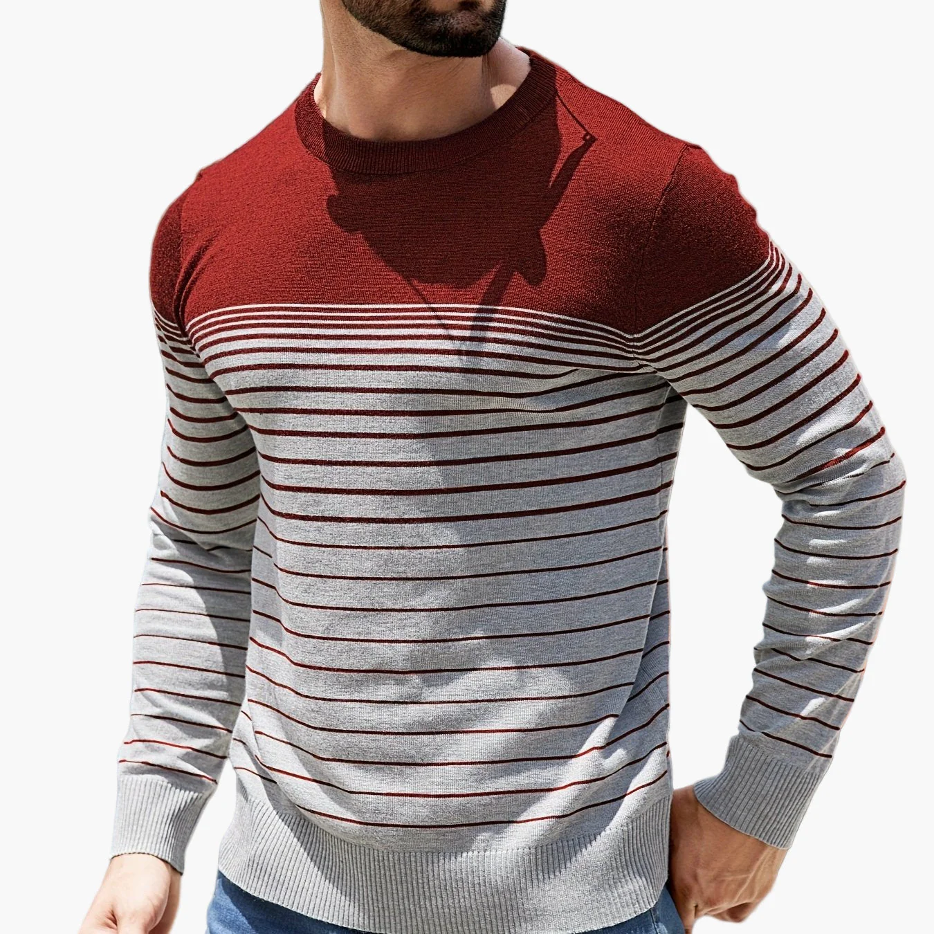 Herren Pullover Casual Streifenmuster Langarm – Stilvoll für Alltag und Freizeit - Image 12